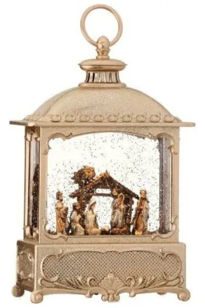 12" LED Nativity Square Lantern Globe