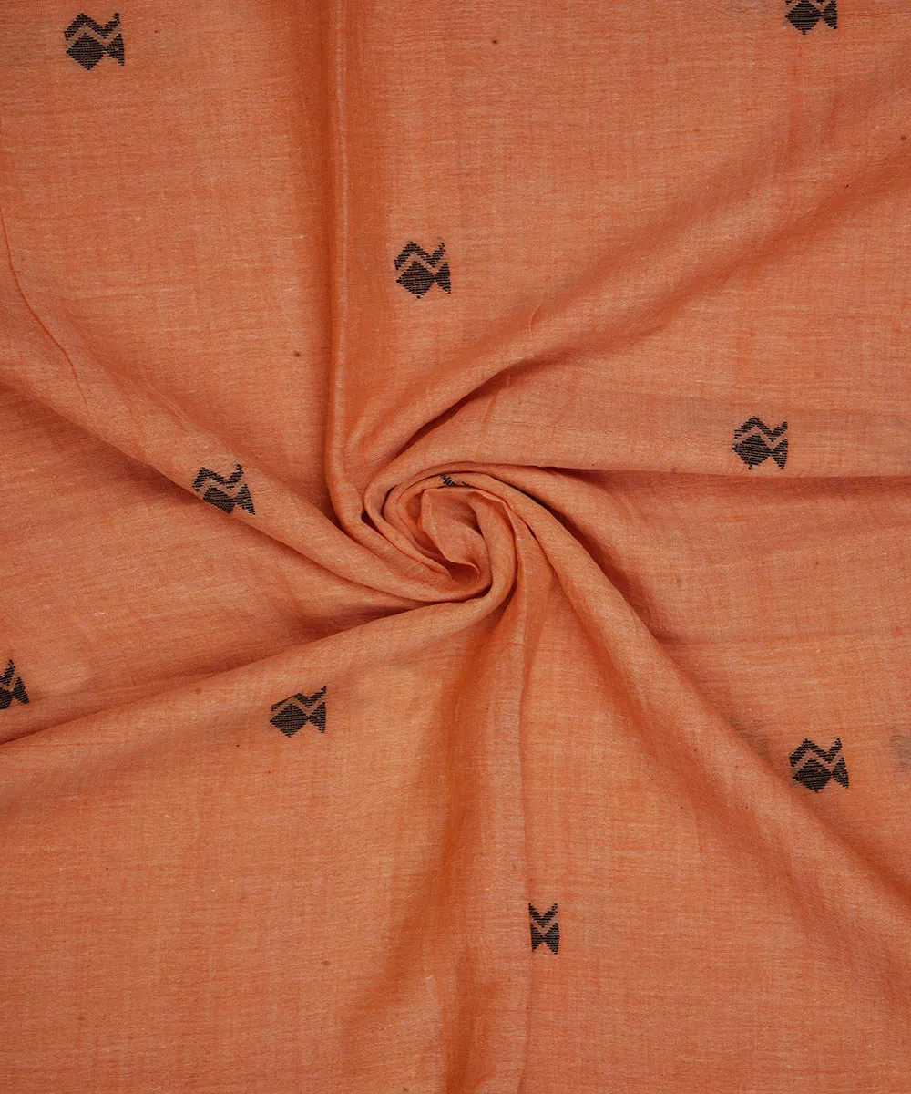 1.5m Peach handwoven cotton jamdani fabric