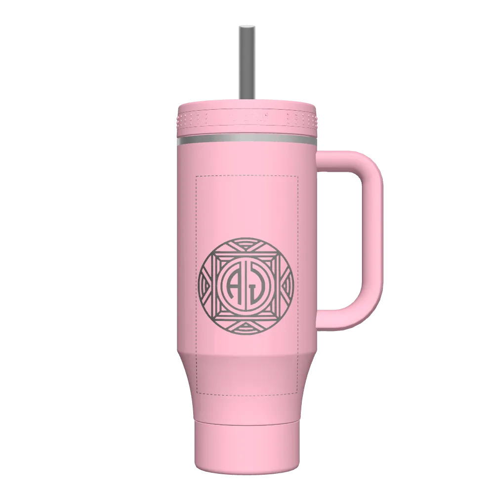 40 oz Tumbler with Handle Blush - customized