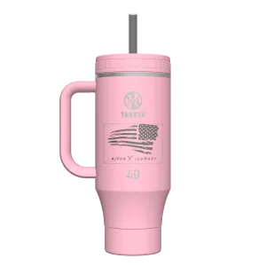 40 oz Tumbler with Handle Blush - customized