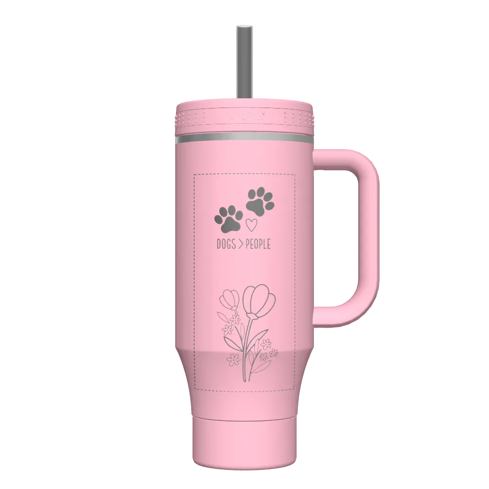 40 oz Tumbler with Handle Blush - customized