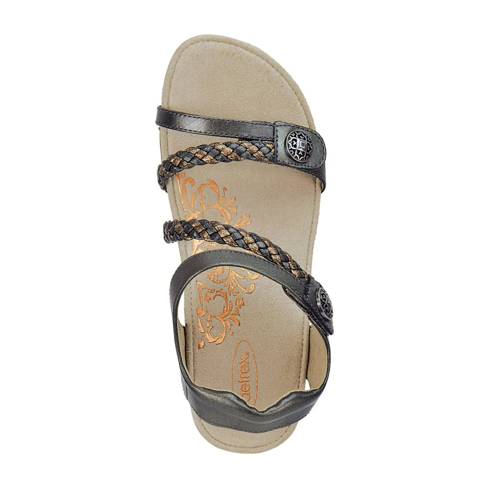 Aetrex Jillian Braided Backstrap Sandal (Women) - Gunmetal