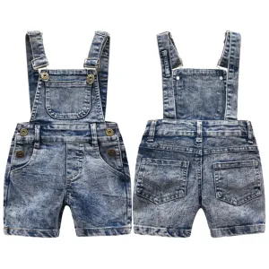 Baby Summer Jeans Overalls Washed Denim Shortalls