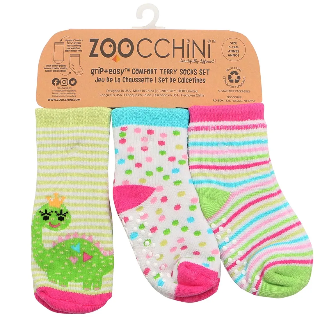 Baby/Toddler Terry Socks Set (3-pk) - Dai the Dinosaur