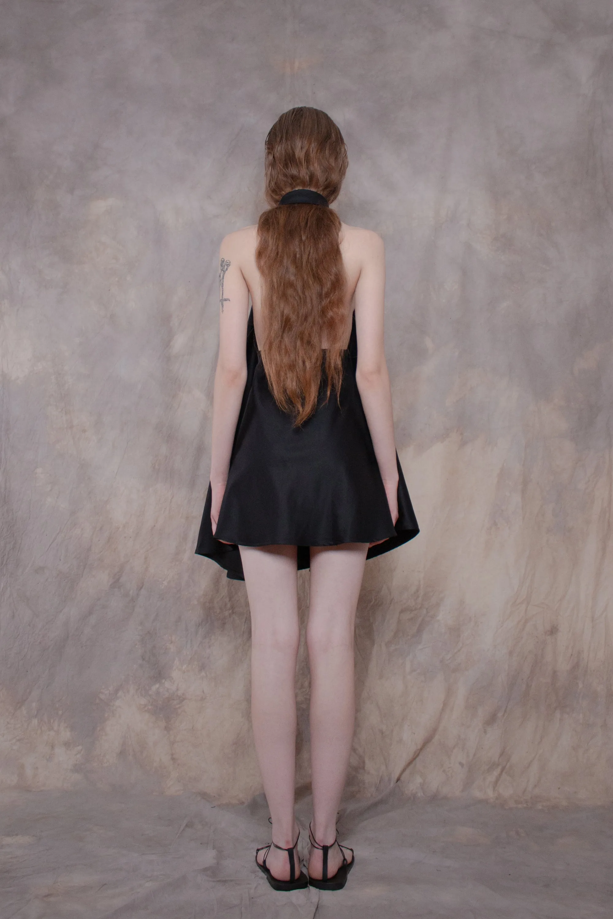 Backless Black Cotton Shirt