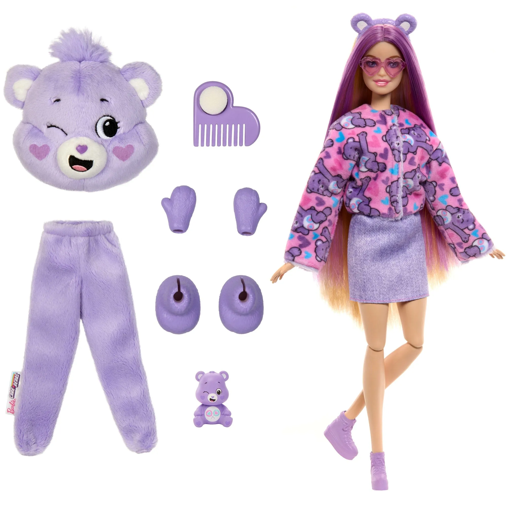 Barbie Cutie Reveal Care Bears Series Doll & Accessories in Share Bear Plush Costume, 10 Surprises