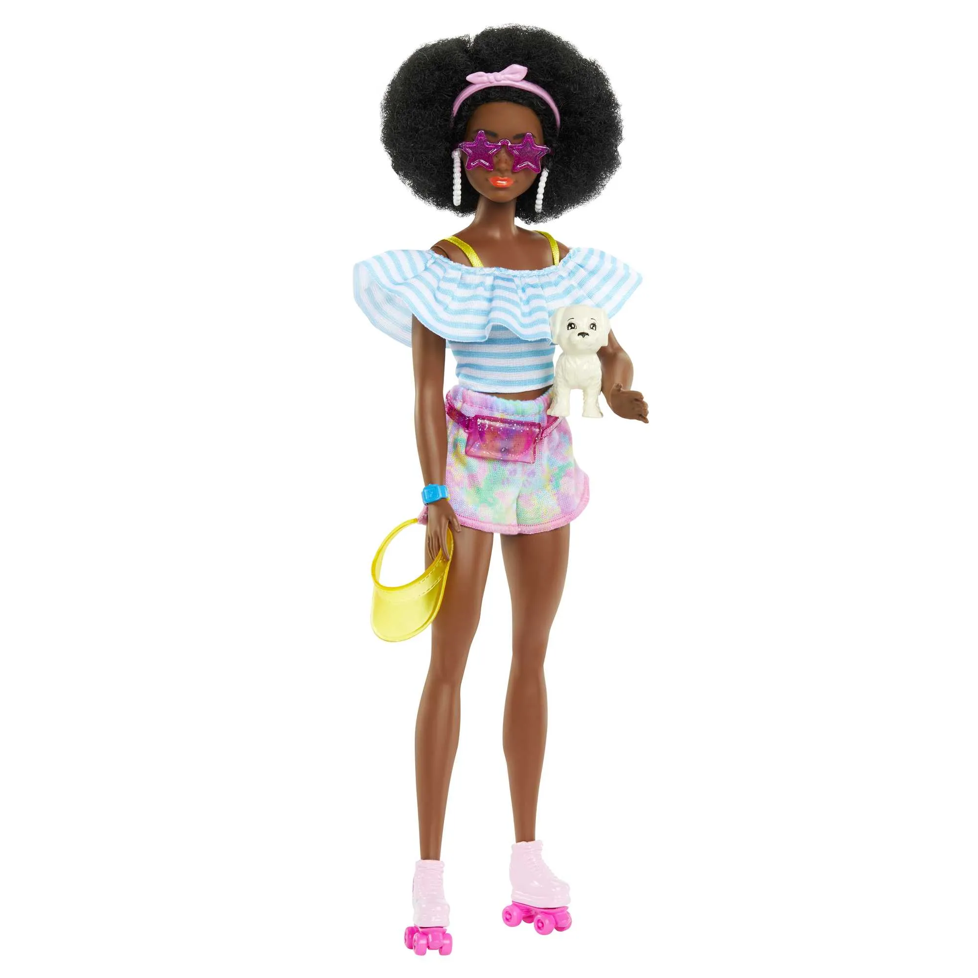 Barbie Doll With Roller Skates, Fashion Accessories And Pet Puppy