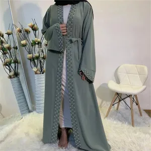 Beaded Arab  Lace Up Cardigan Robe