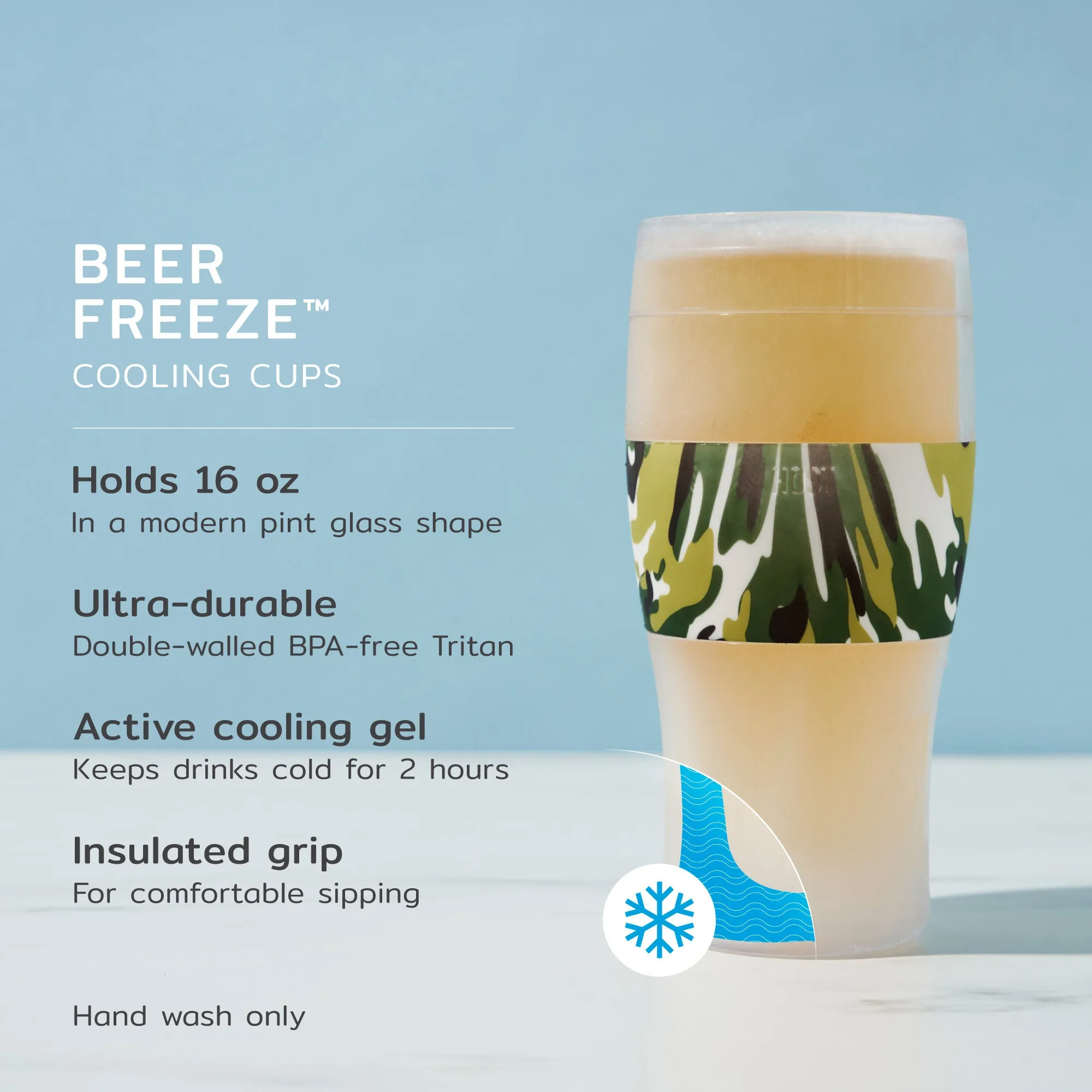 Beer FREEZE™ Cooling Cup in Green Camo, Set of 1