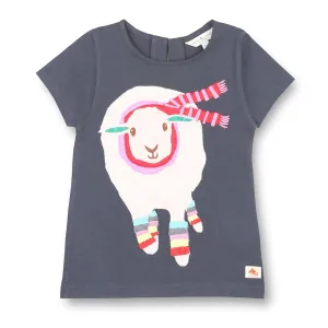 Bio Washed Cotton Grey Walking Sheep Applique Top