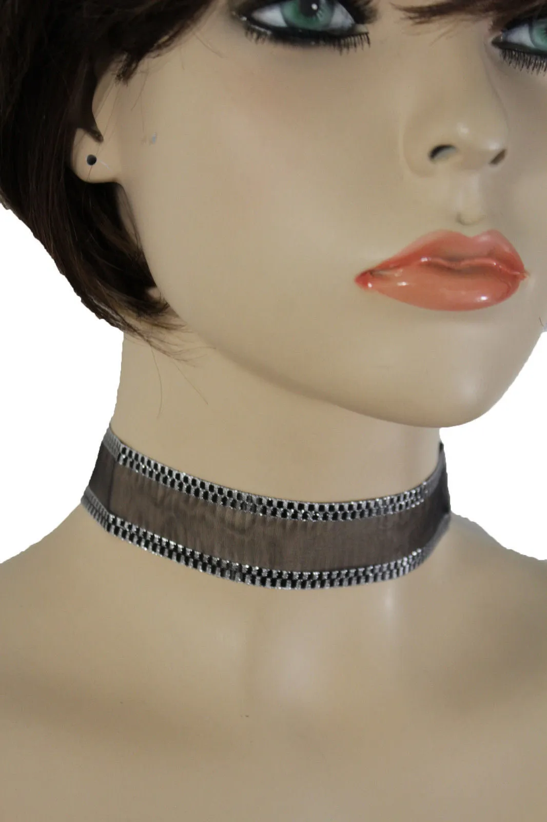 Black Mesh Fabric Choker Necklace