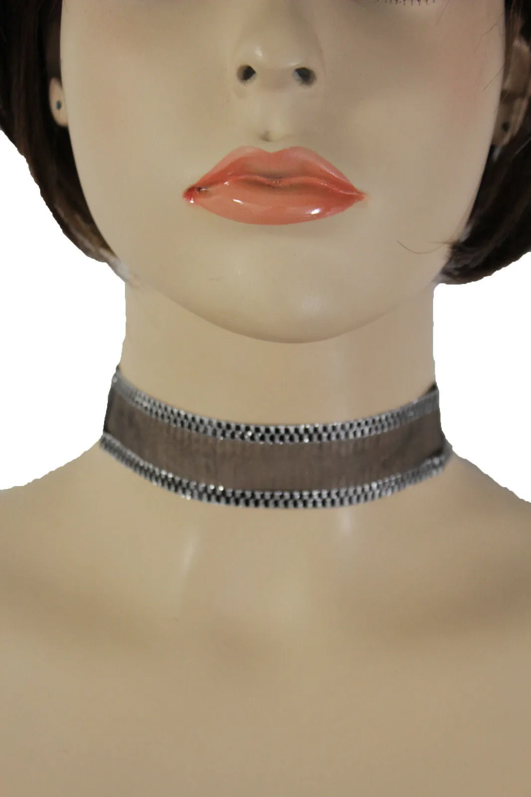 Black Mesh Fabric Choker Necklace