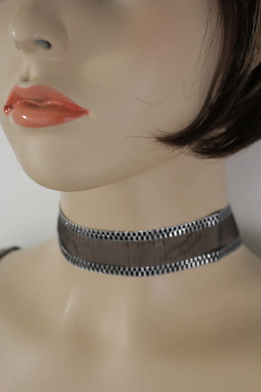 Black Mesh Fabric Choker Necklace