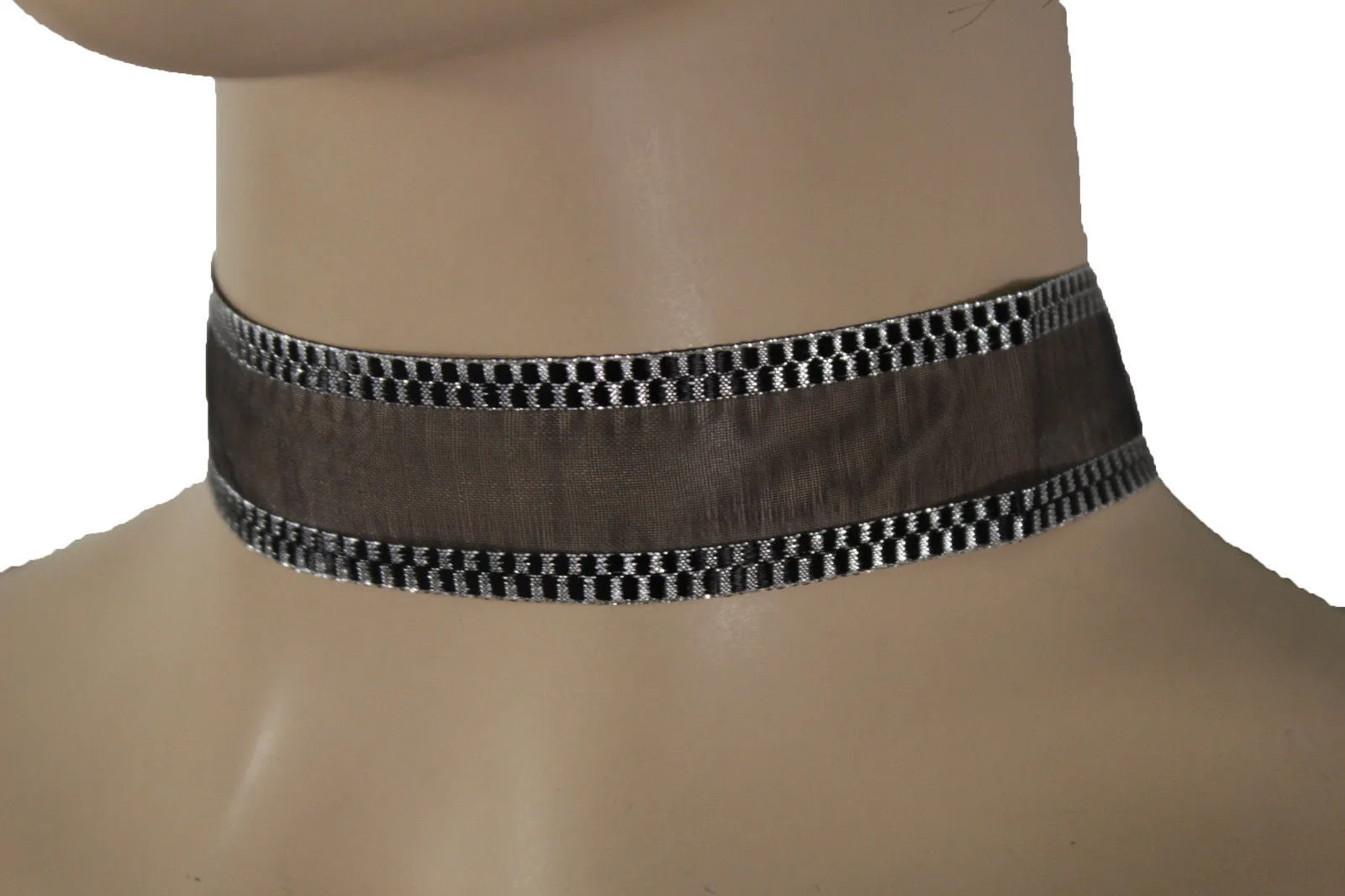 Black Mesh Fabric Choker Necklace