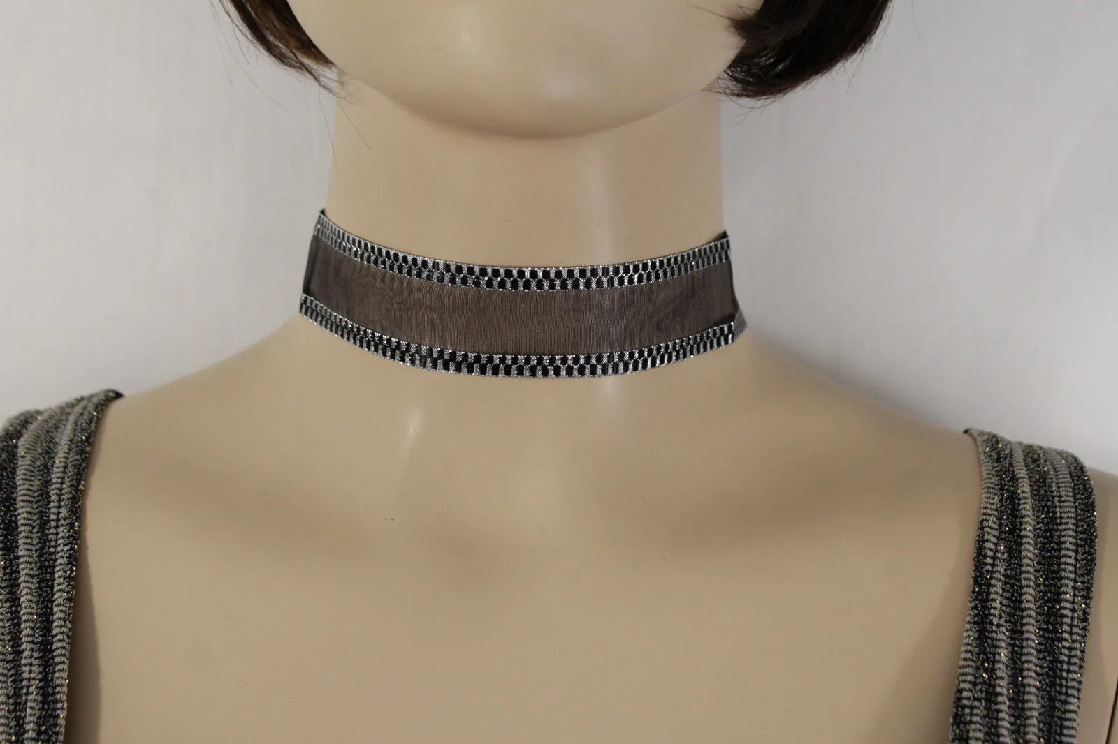 Black Mesh Fabric Choker Necklace