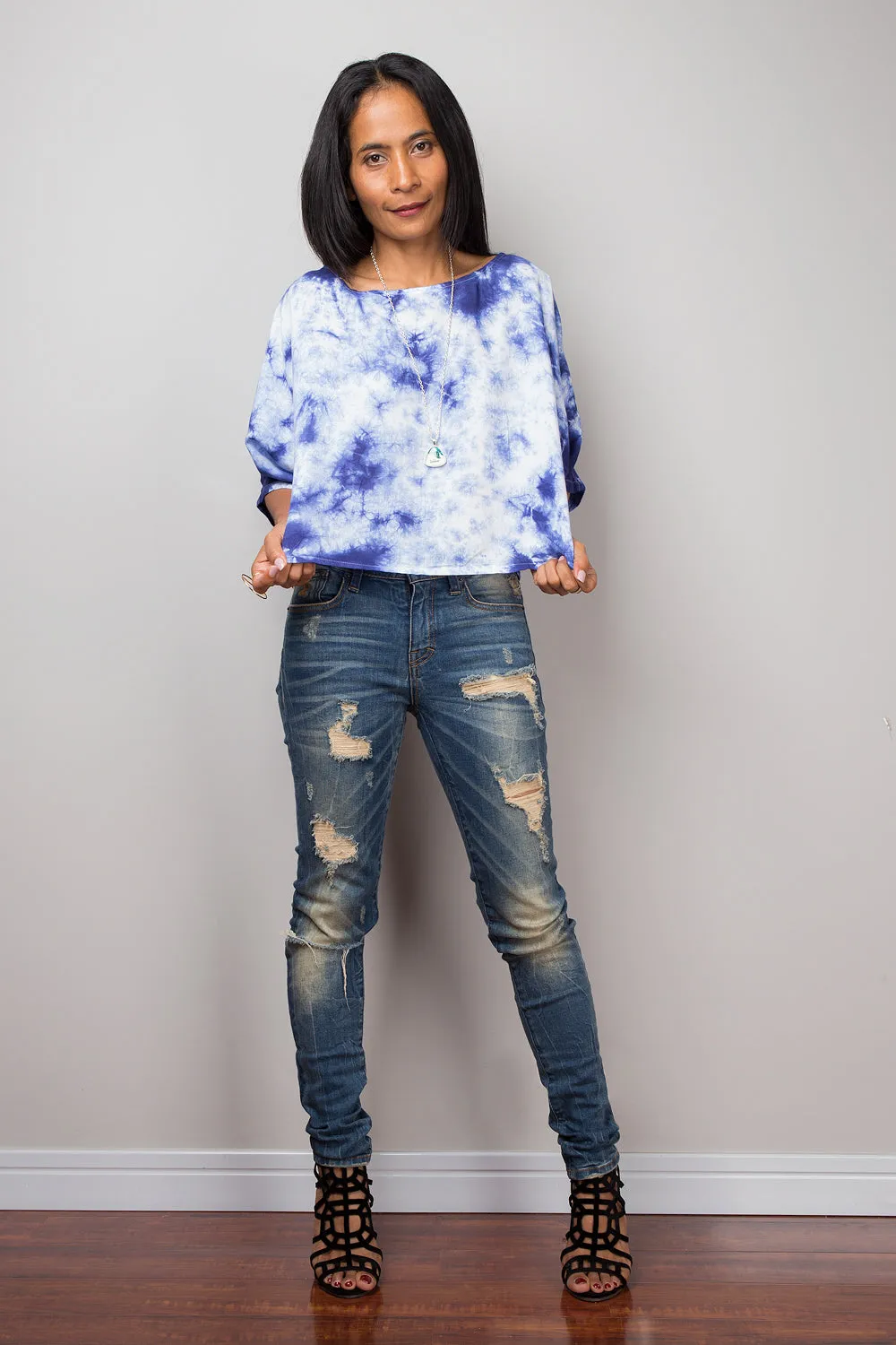 Blue Tie Dye Blouse Tunic