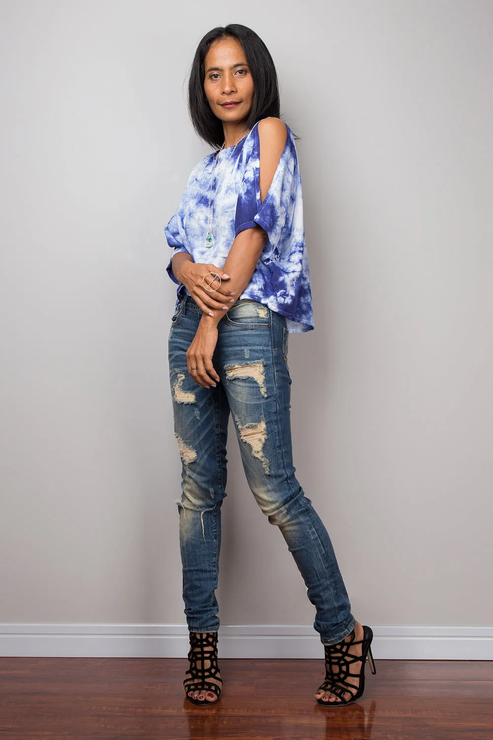 Blue Tie Dye Blouse Tunic