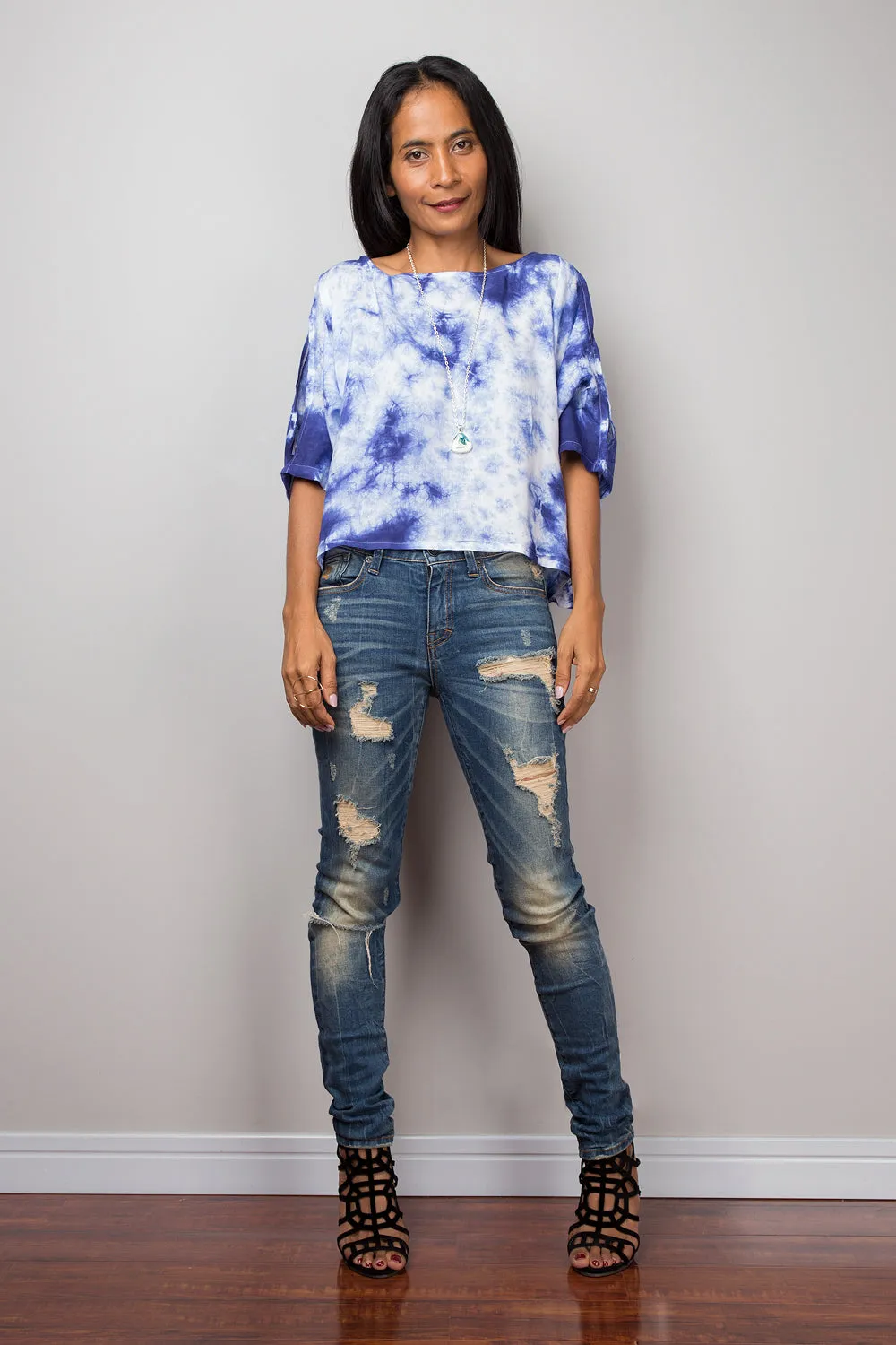 Blue Tie Dye Blouse Tunic