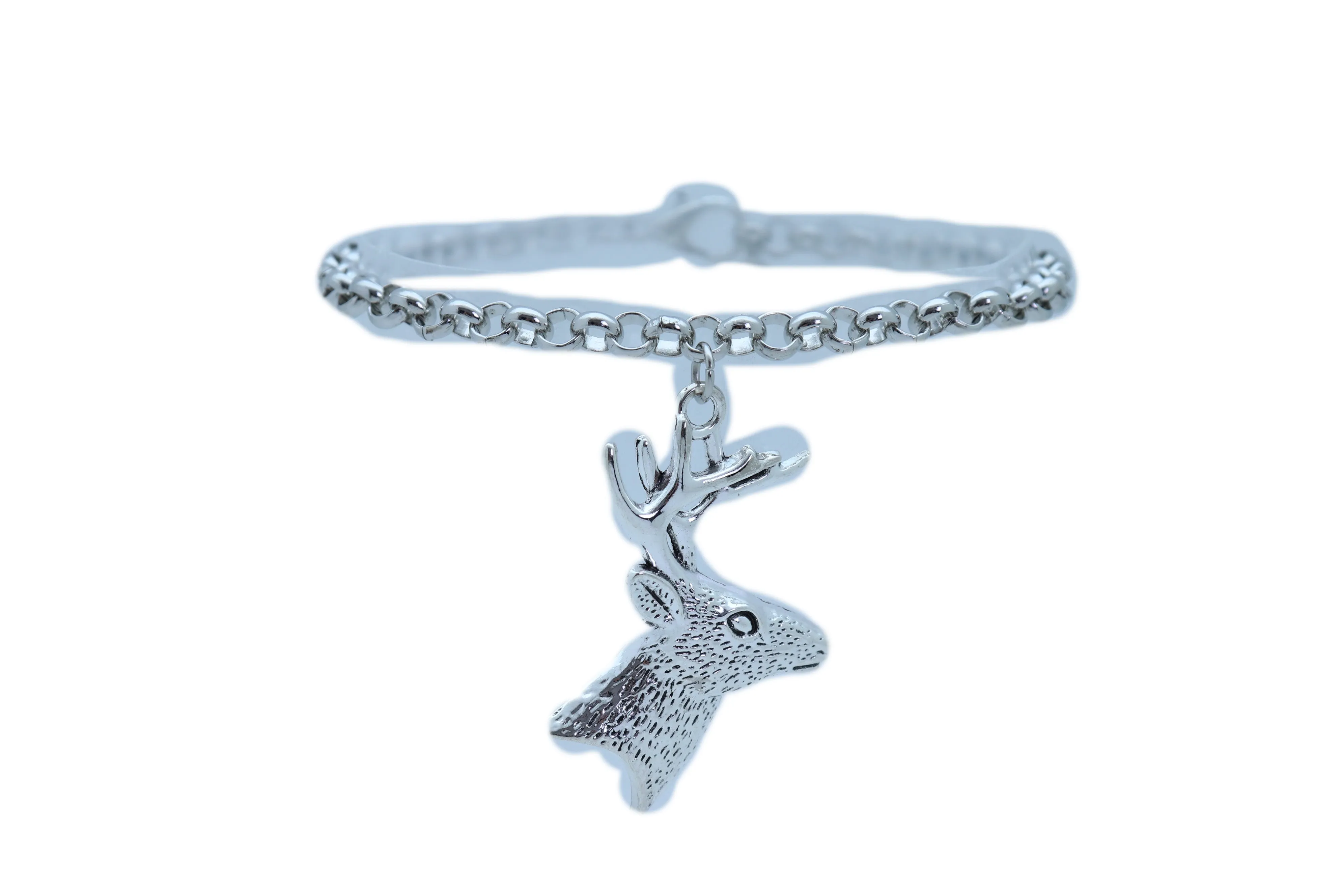 Boot Bracelet Silver Metal Chain Anklet Shoe Reindeer Charm Deer Jewelry