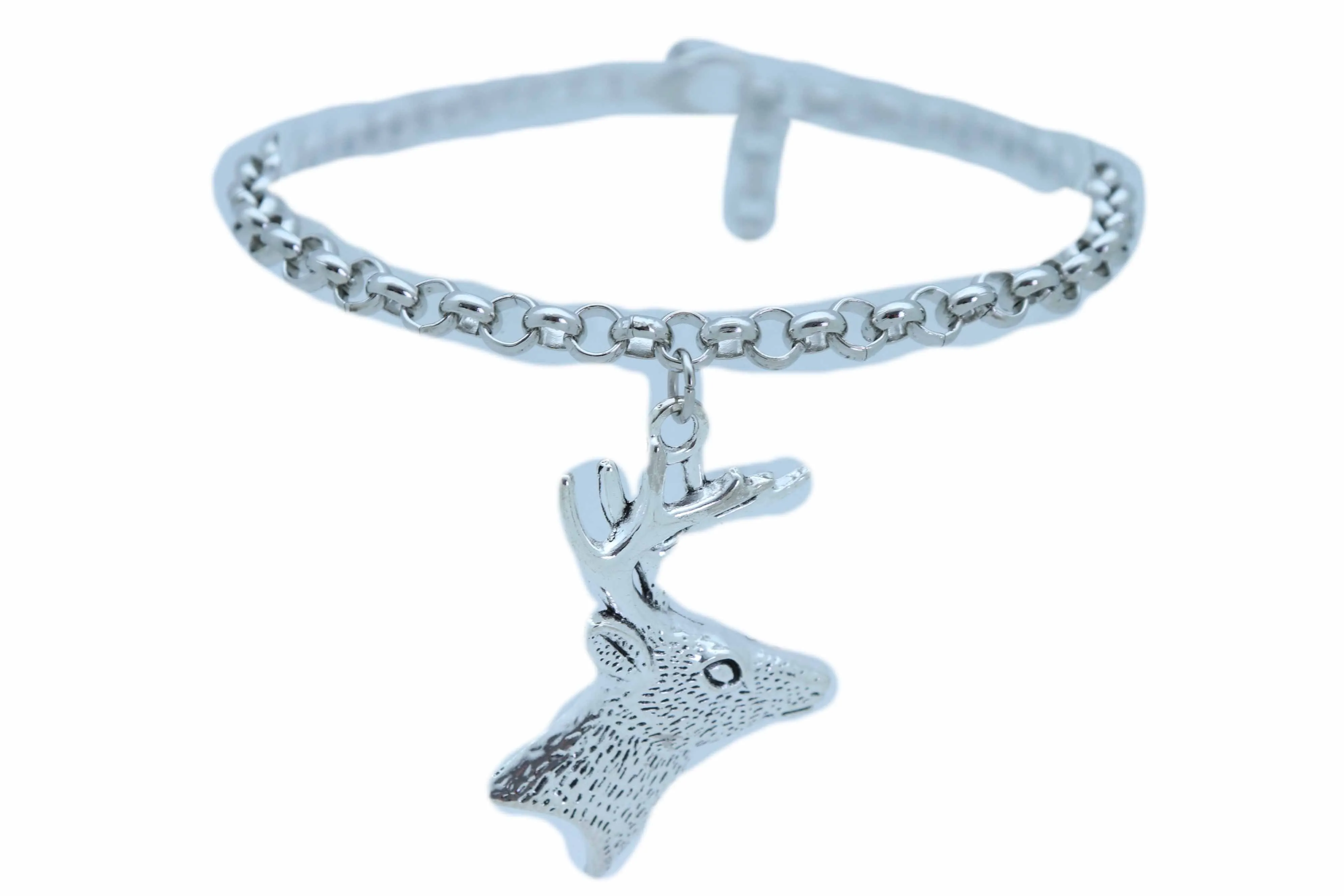 Boot Bracelet Silver Metal Chain Anklet Shoe Reindeer Charm Deer Jewelry