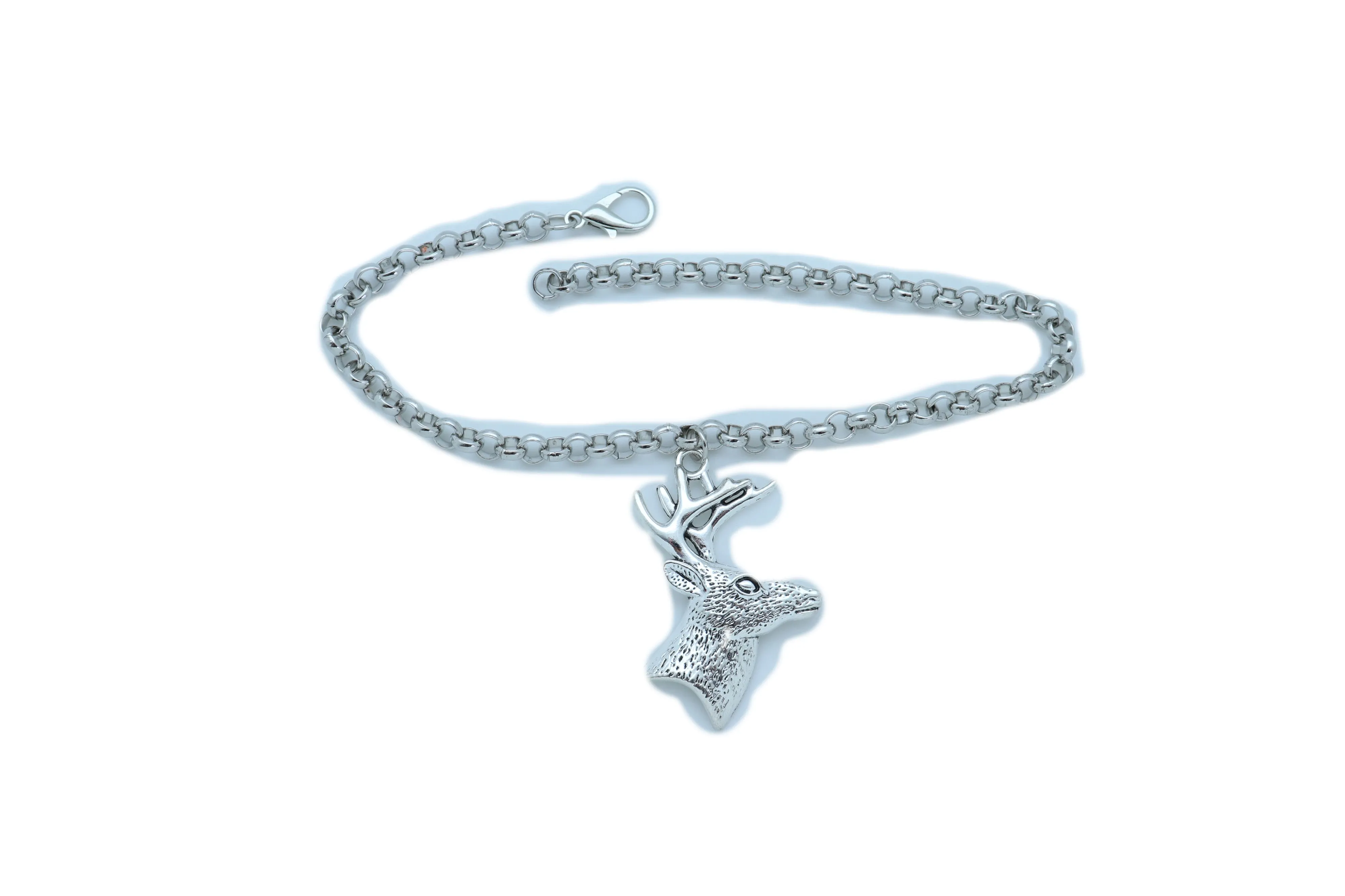 Boot Bracelet Silver Metal Chain Anklet Shoe Reindeer Charm Deer Jewelry