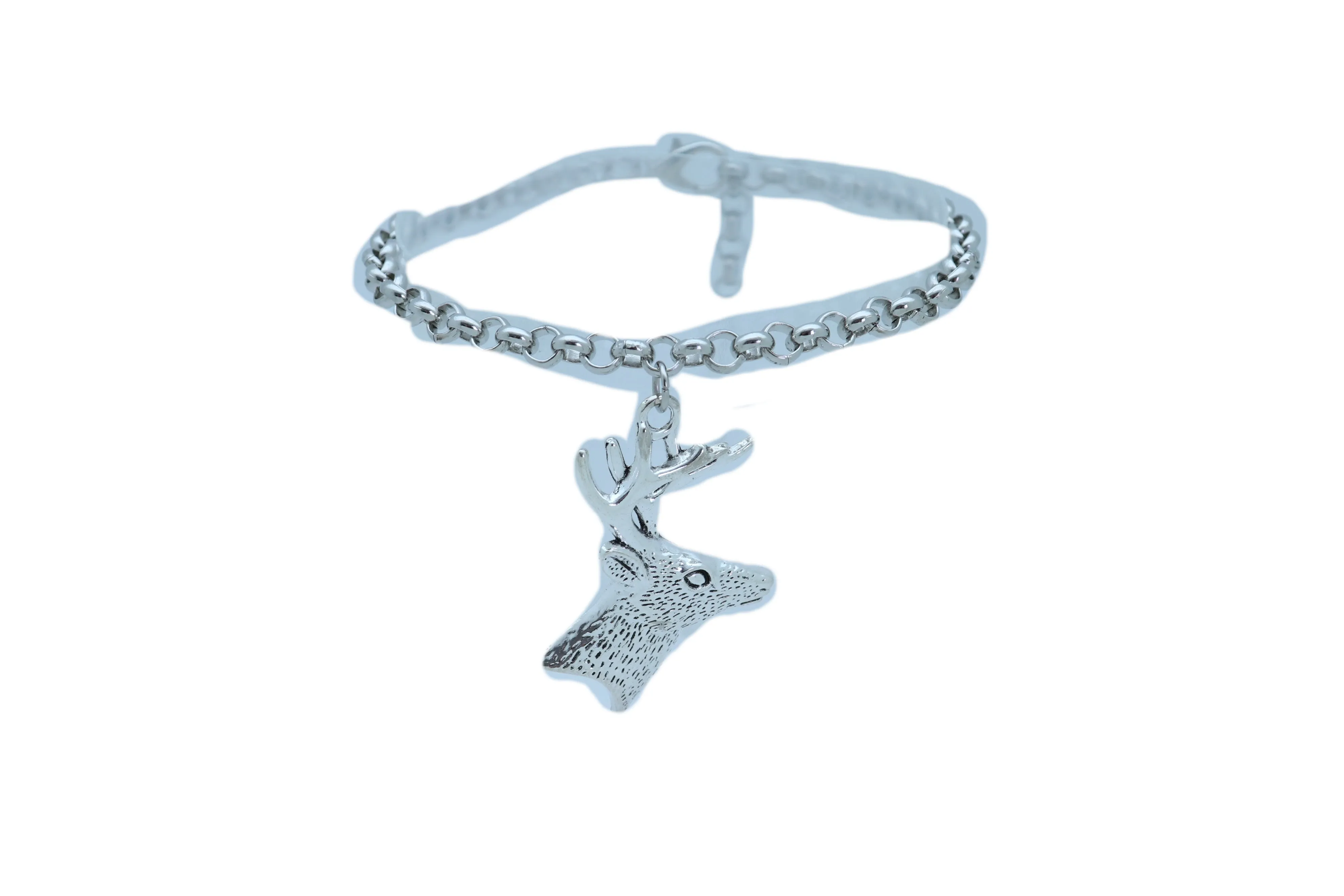 Boot Bracelet Silver Metal Chain Anklet Shoe Reindeer Charm Deer Jewelry