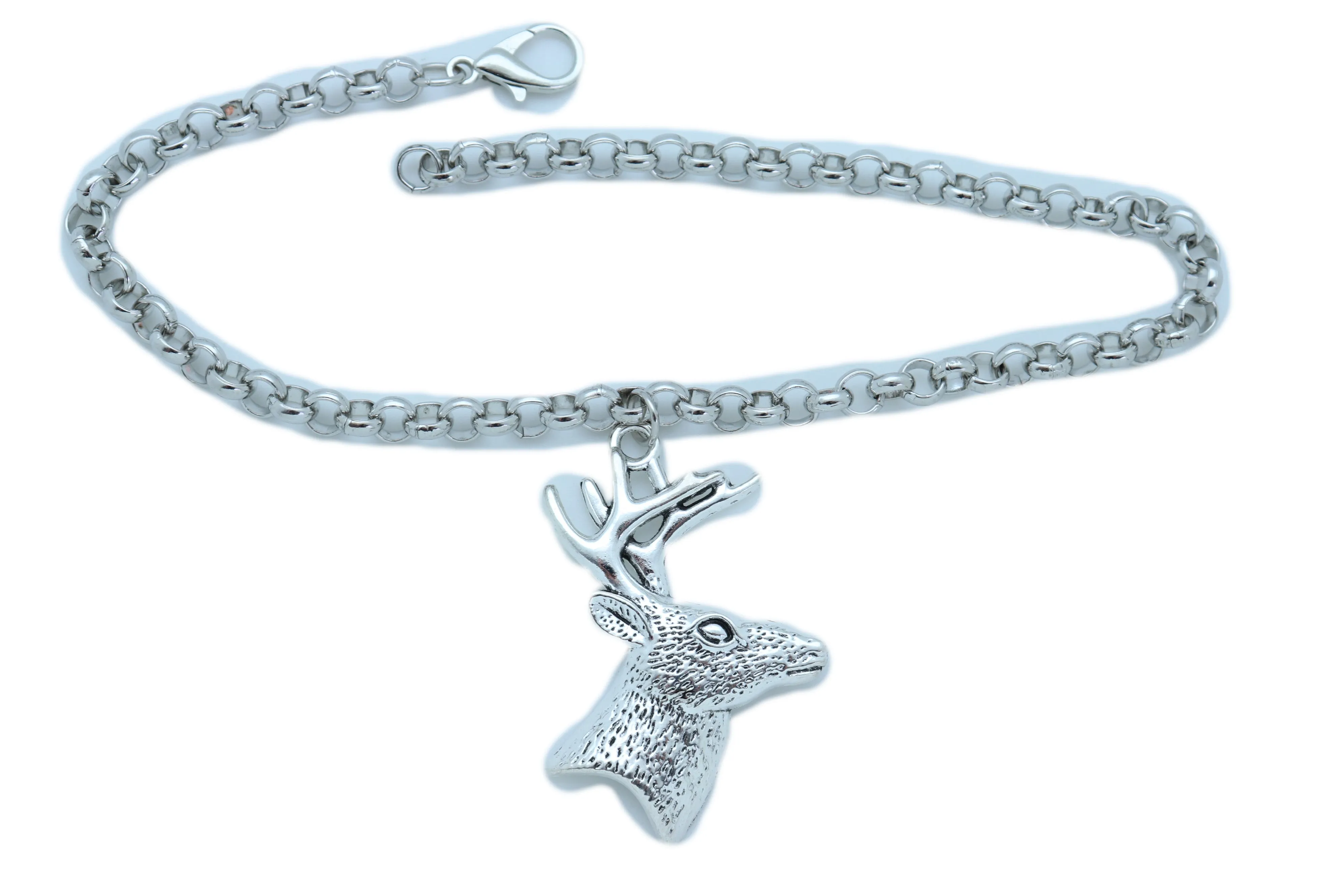 Boot Bracelet Silver Metal Chain Anklet Shoe Reindeer Charm Deer Jewelry