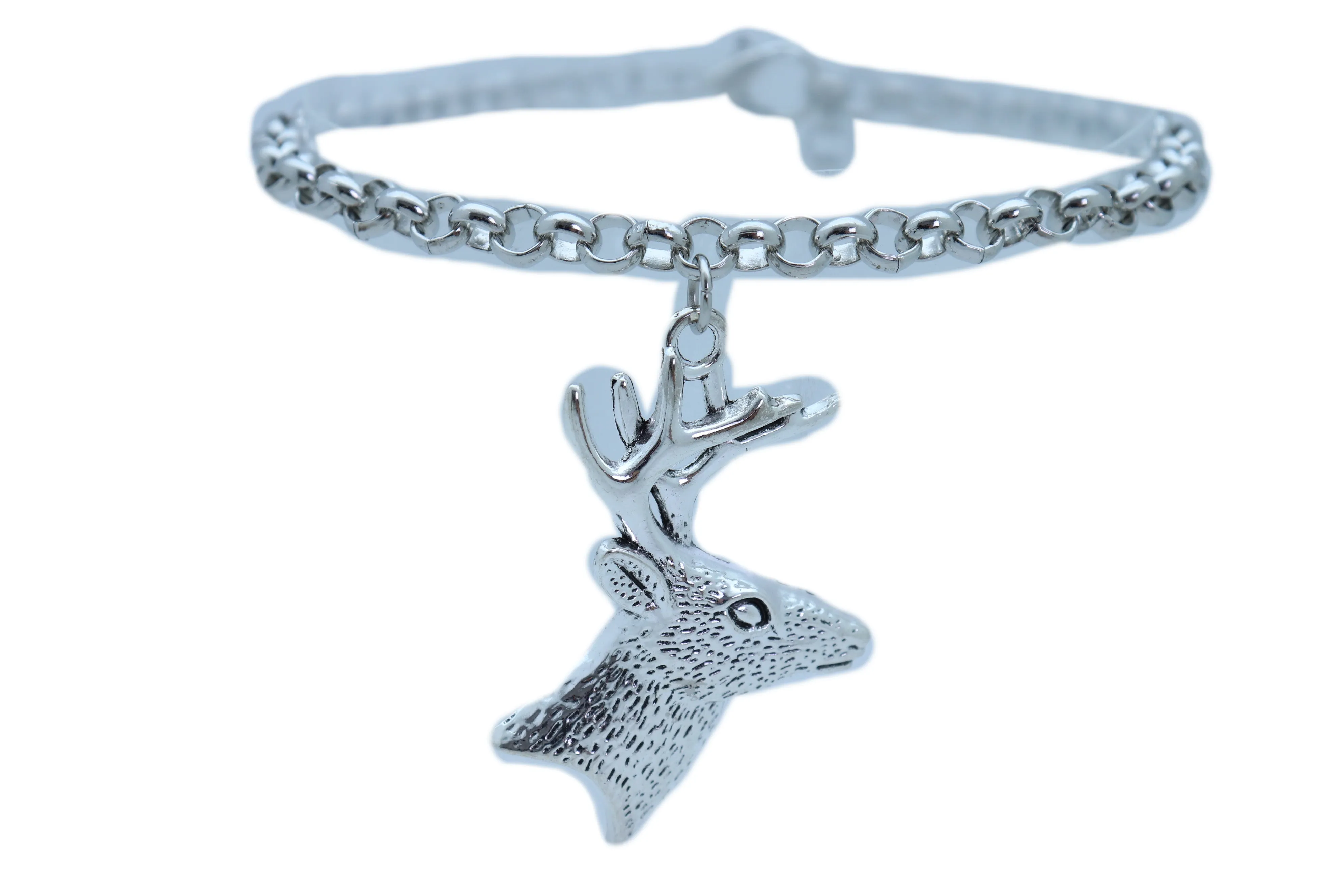 Boot Bracelet Silver Metal Chain Anklet Shoe Reindeer Charm Deer Jewelry