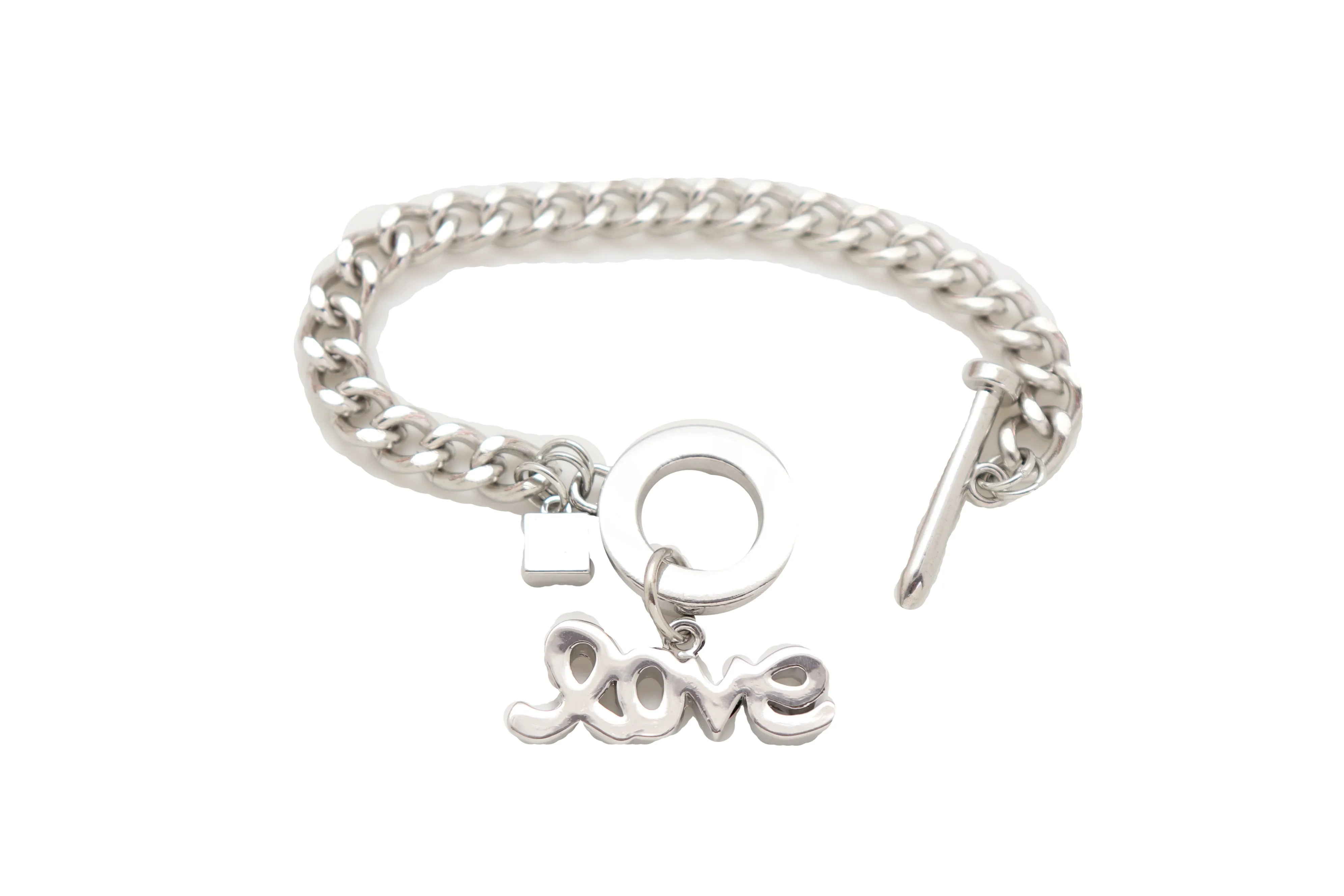 Bracelet Silver Metal Chain Friendship LOVE Charm Nail Fun