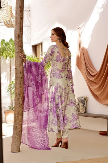 CAMELLIA-FT411 Unstitched 3pc (Cream   Purple)