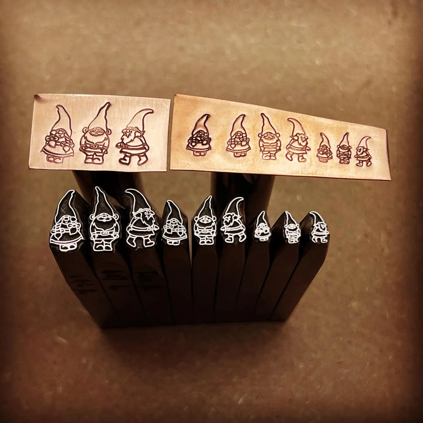 Camille's Gnomes! Three Designs. Three Sizes. Two directions. Engraved Metal Hand Stamp.