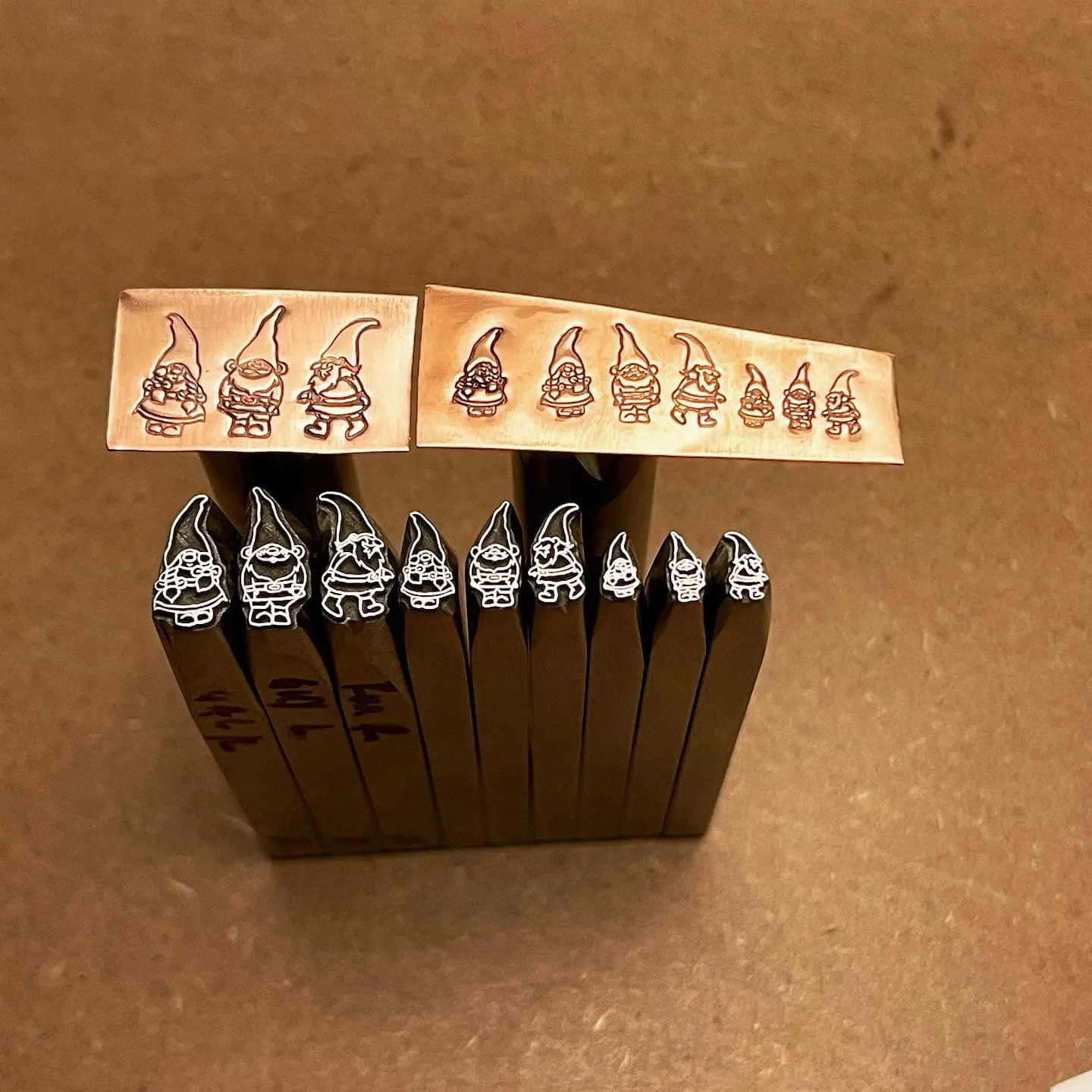 Camille's Gnomes! Three Designs. Three Sizes. Two directions. Engraved Metal Hand Stamp.