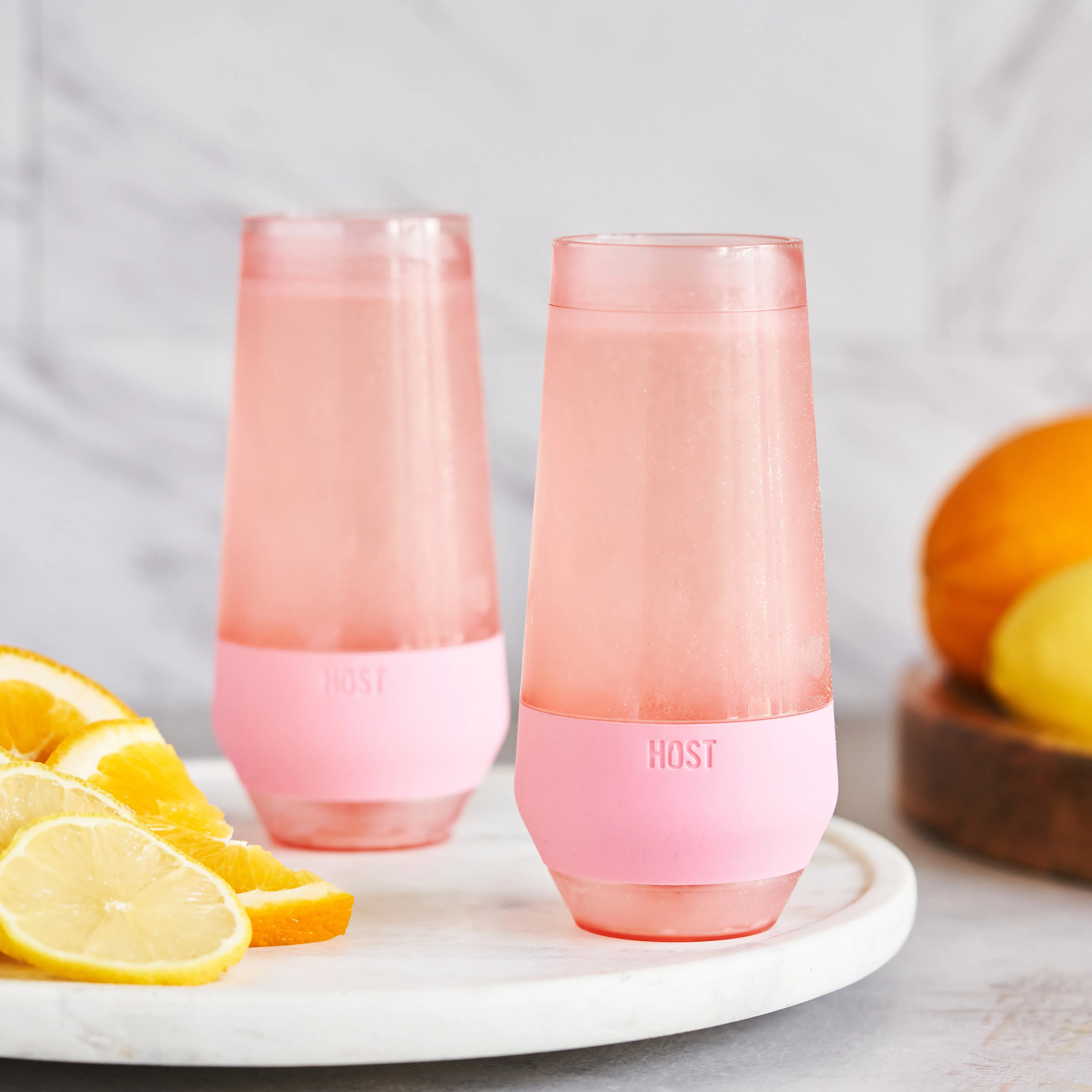 Champagne FREEZE™ Cooling Cups in Blush Tint, Set of 2