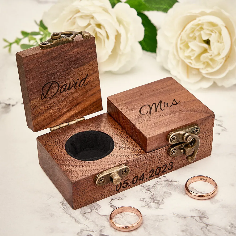 Custom Double Ring Boxes Personalized Wood Ring Bearer Box