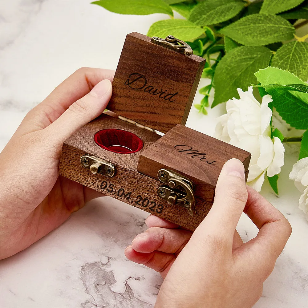 Custom Double Ring Boxes Personalized Wood Ring Bearer Box