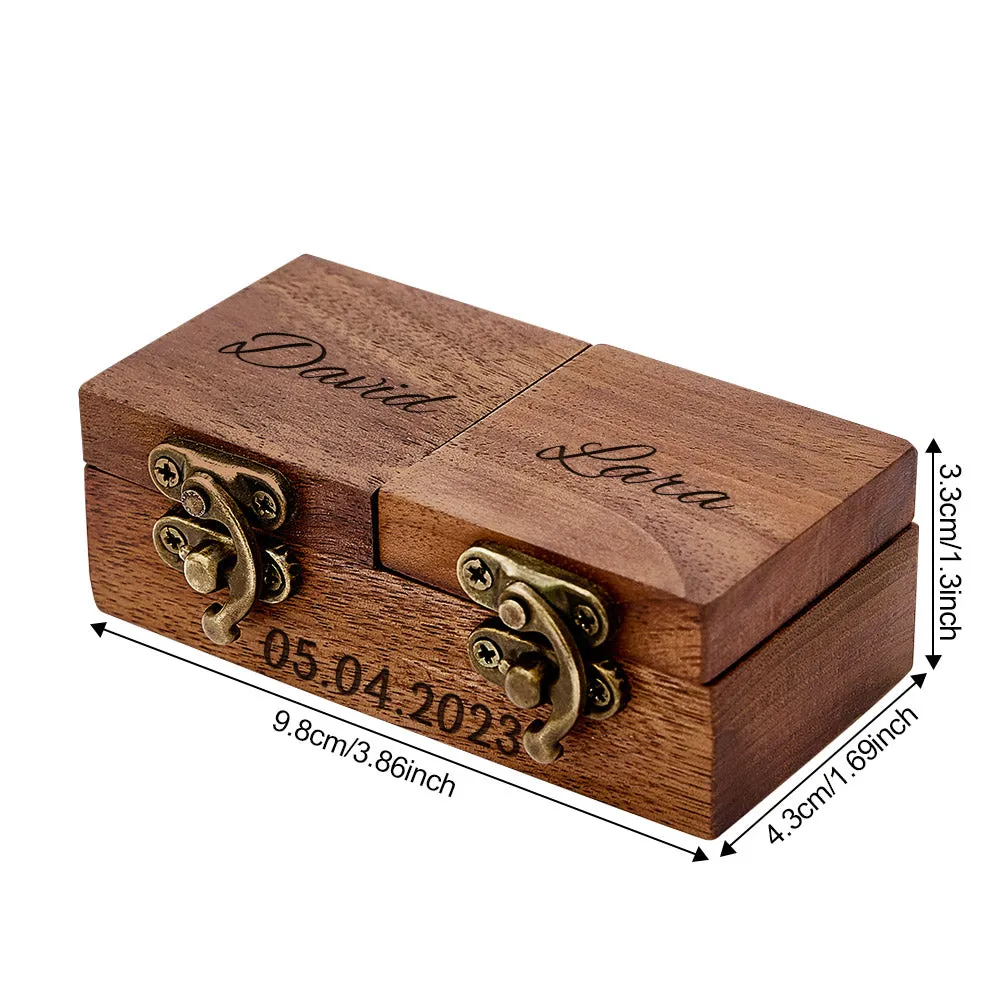 Custom Double Ring Boxes Personalized Wood Ring Bearer Box