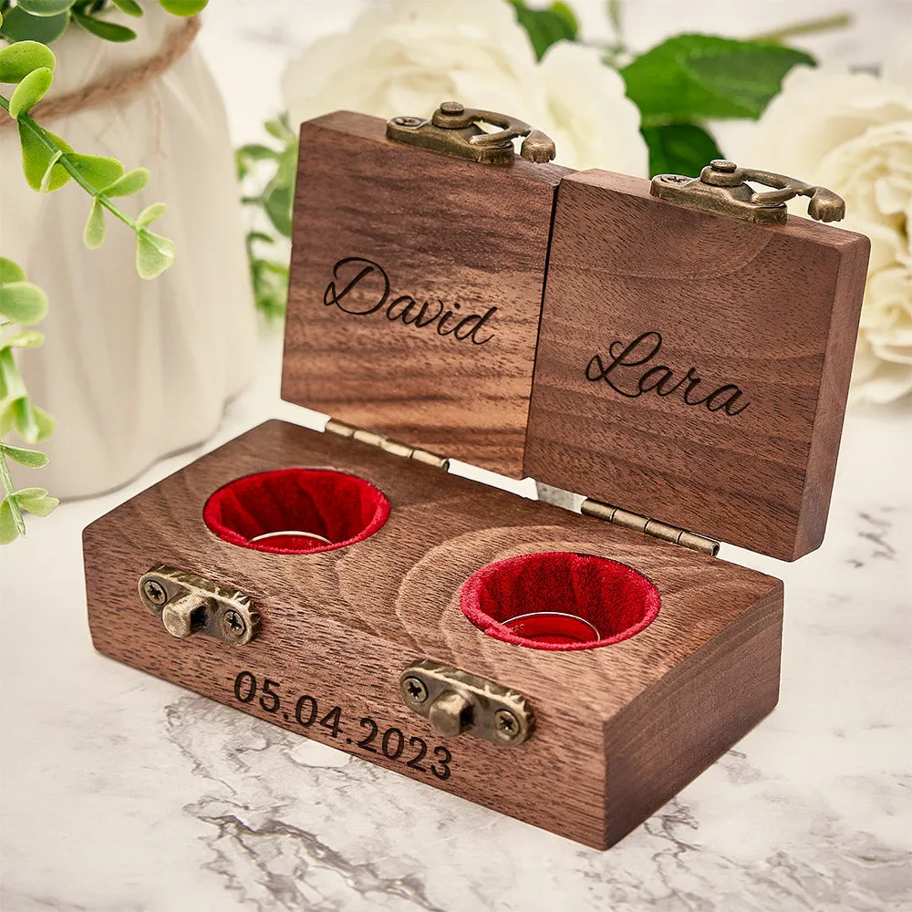 Custom Double Ring Boxes Personalized Wood Ring Bearer Box