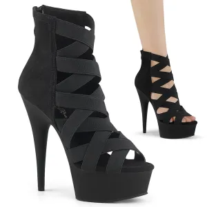 DELIGHT-600-24 Elastic Strappy Pole Dancing Bootie Sandal