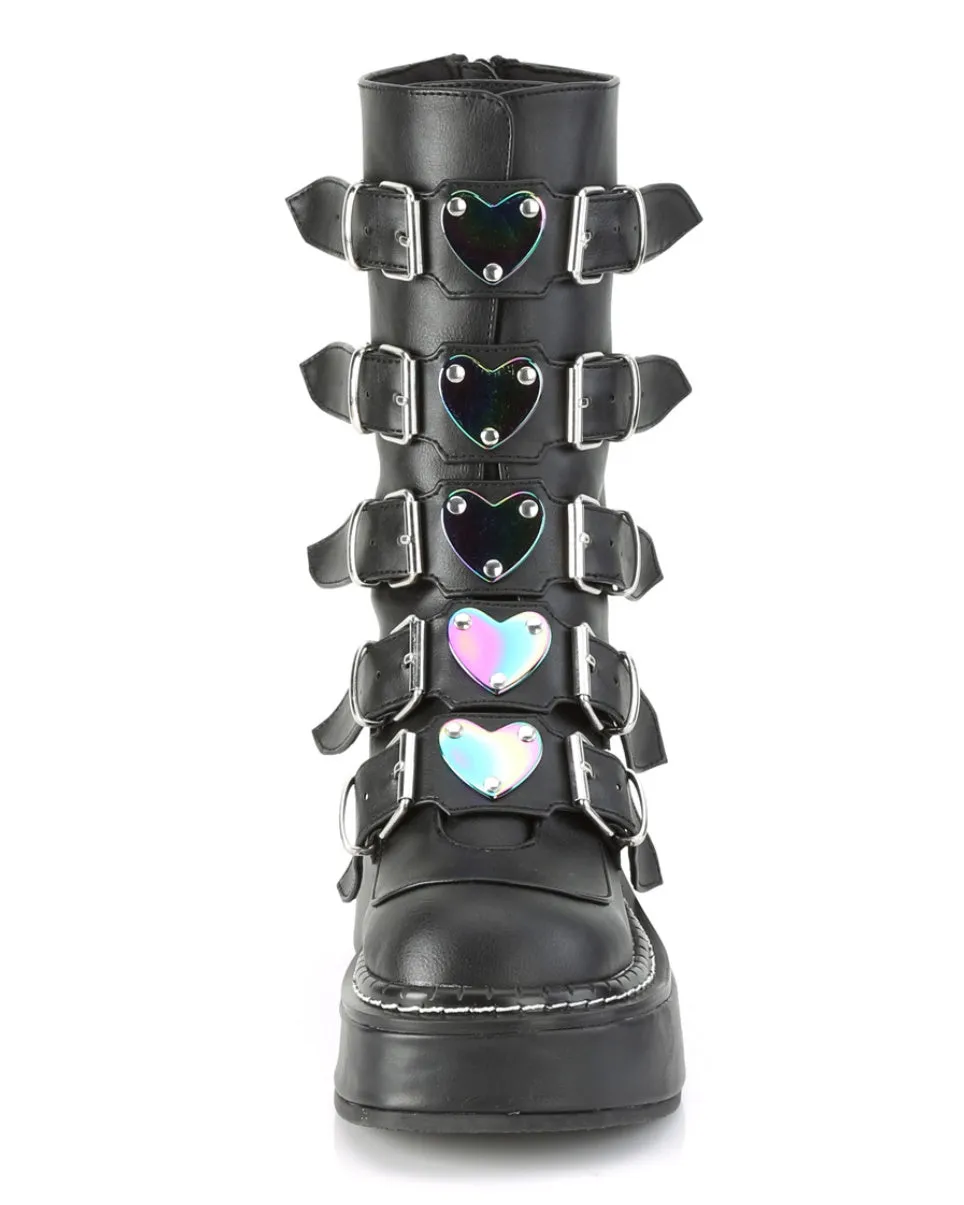 Demonia Emily Vegan Leather Heart-Buckle Boot