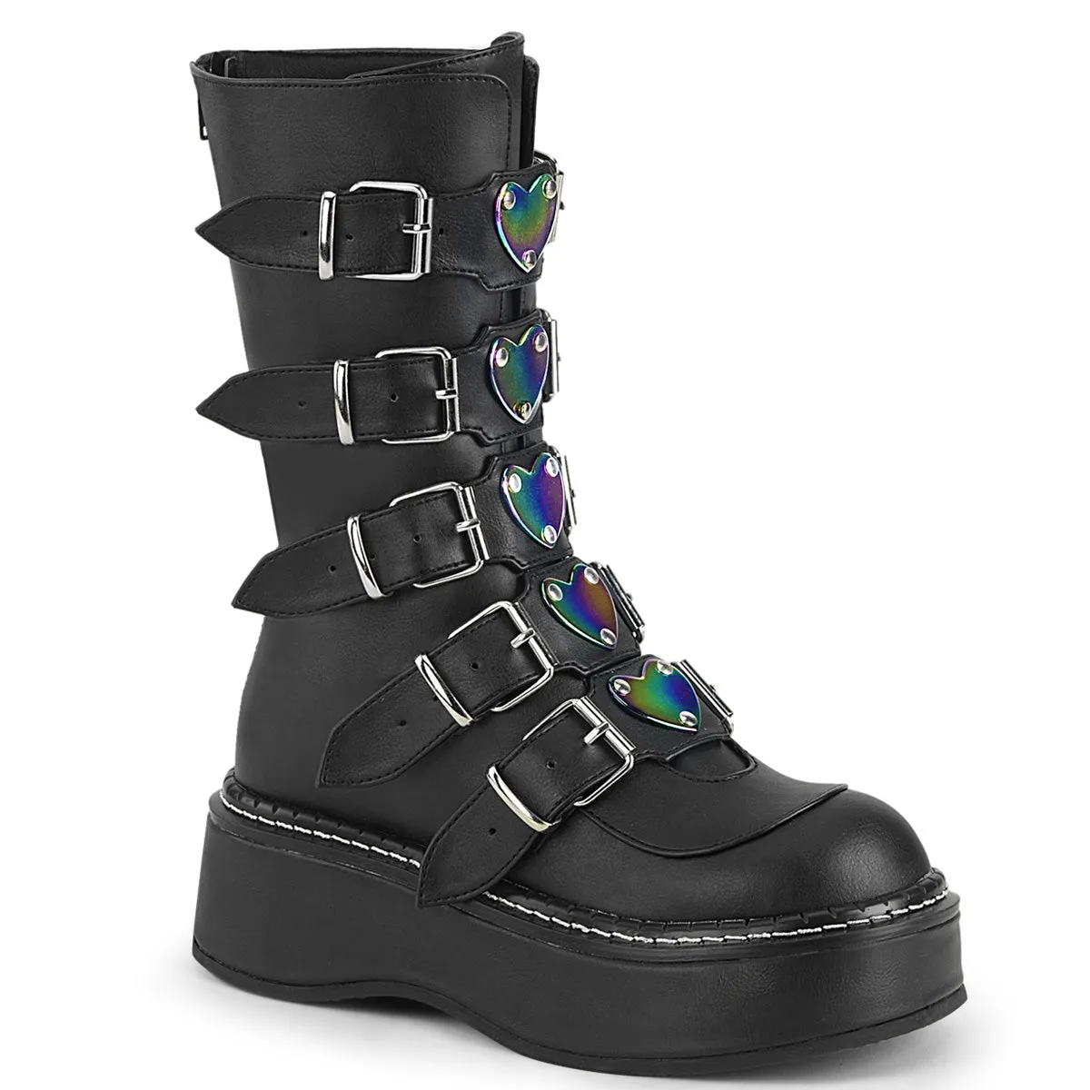 Demonia Emily Vegan Leather Heart-Buckle Boot