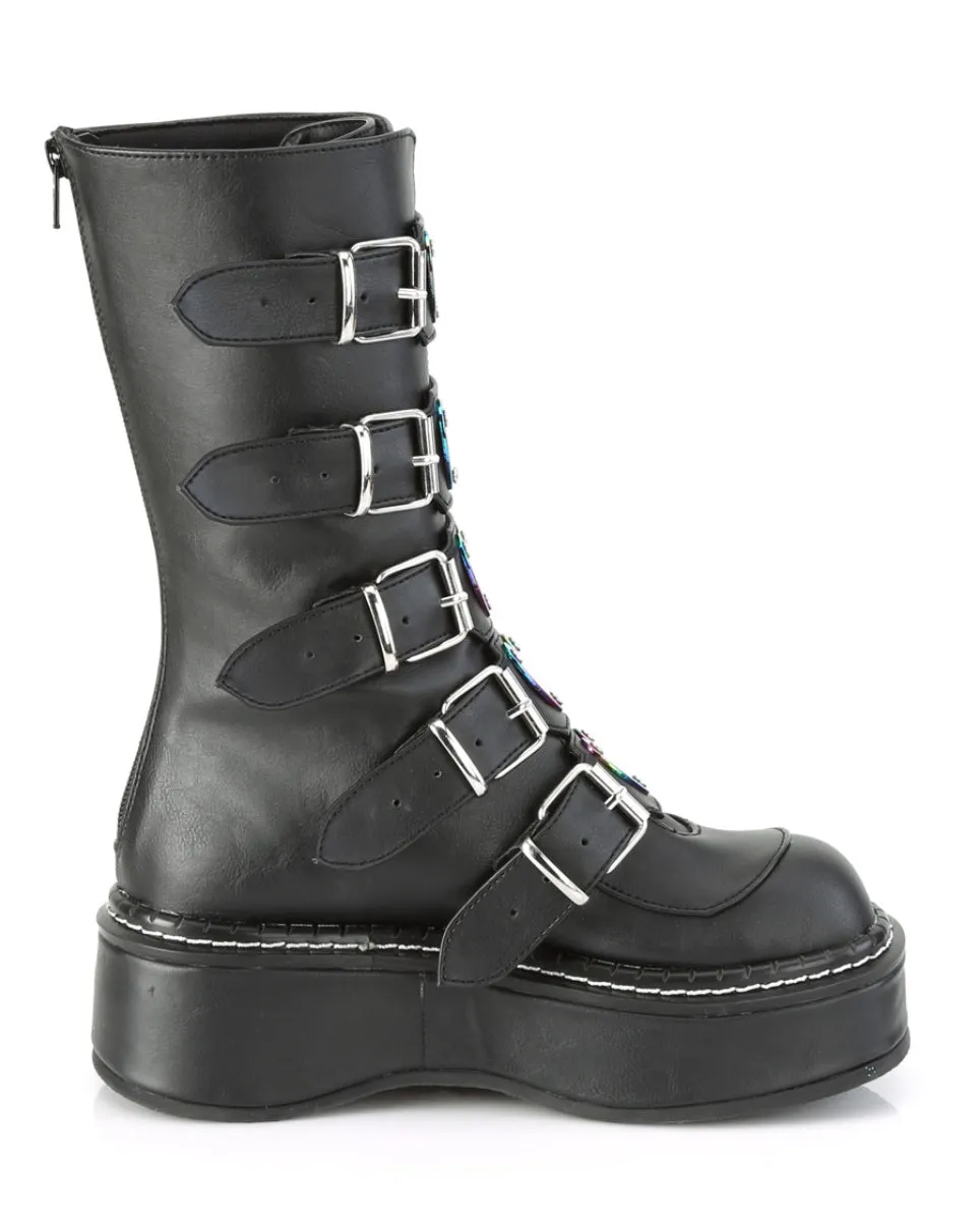 Demonia Emily Vegan Leather Heart-Buckle Boot