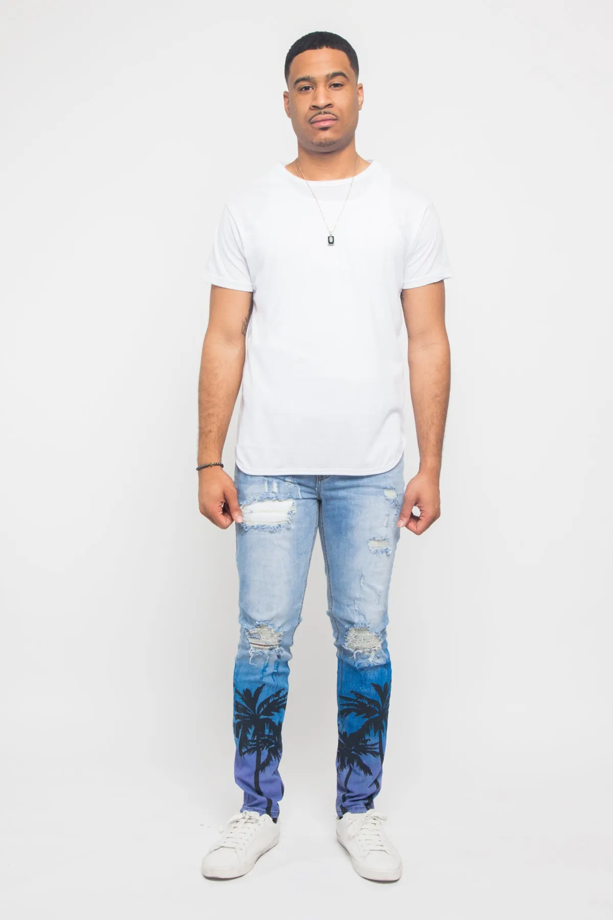 Distressed Airbrushed City Jeans