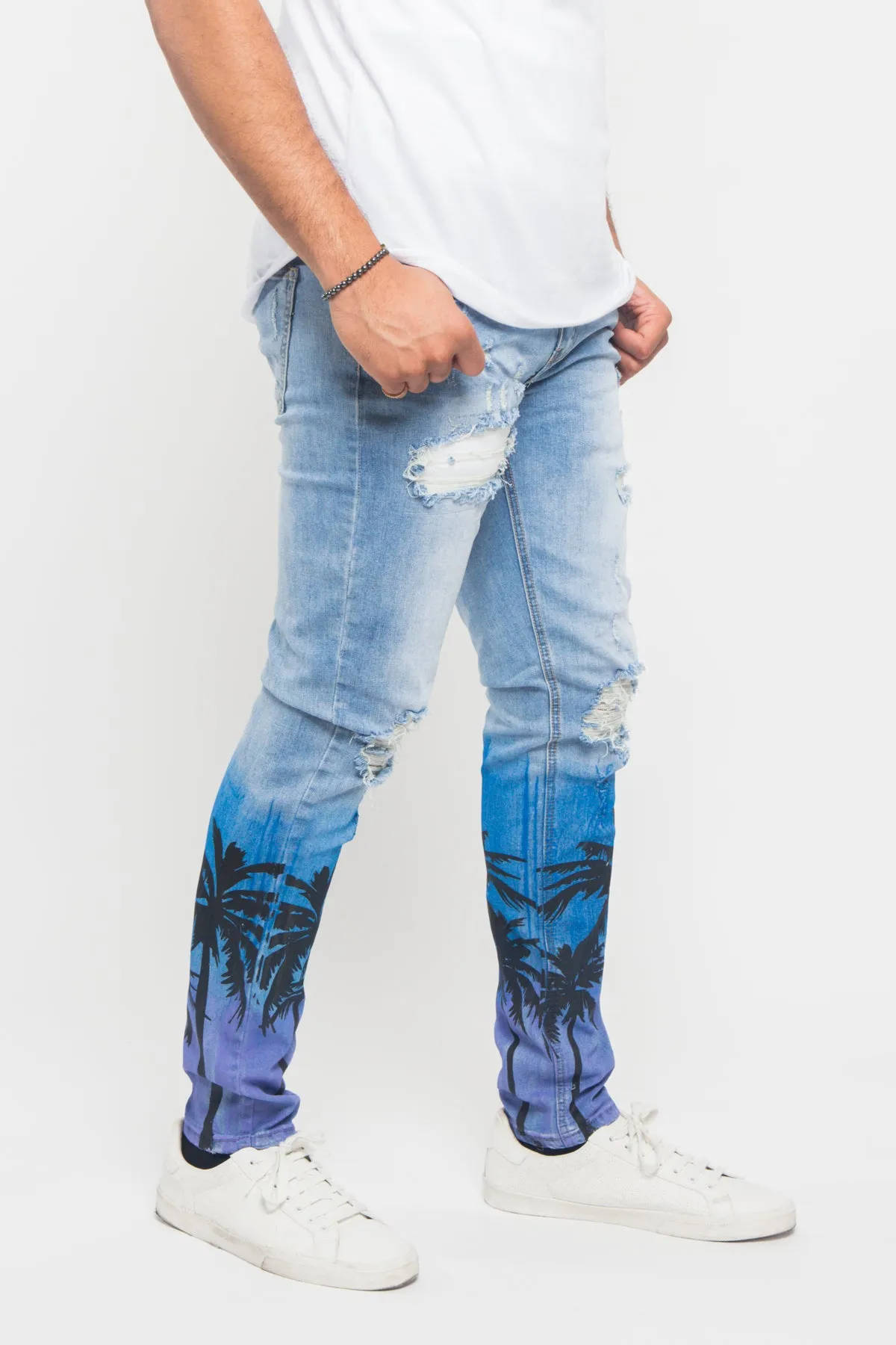 Distressed Airbrushed City Jeans