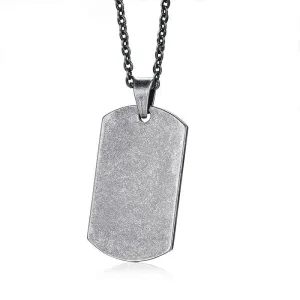 Dog Tag Pendant Necklace Oxidized