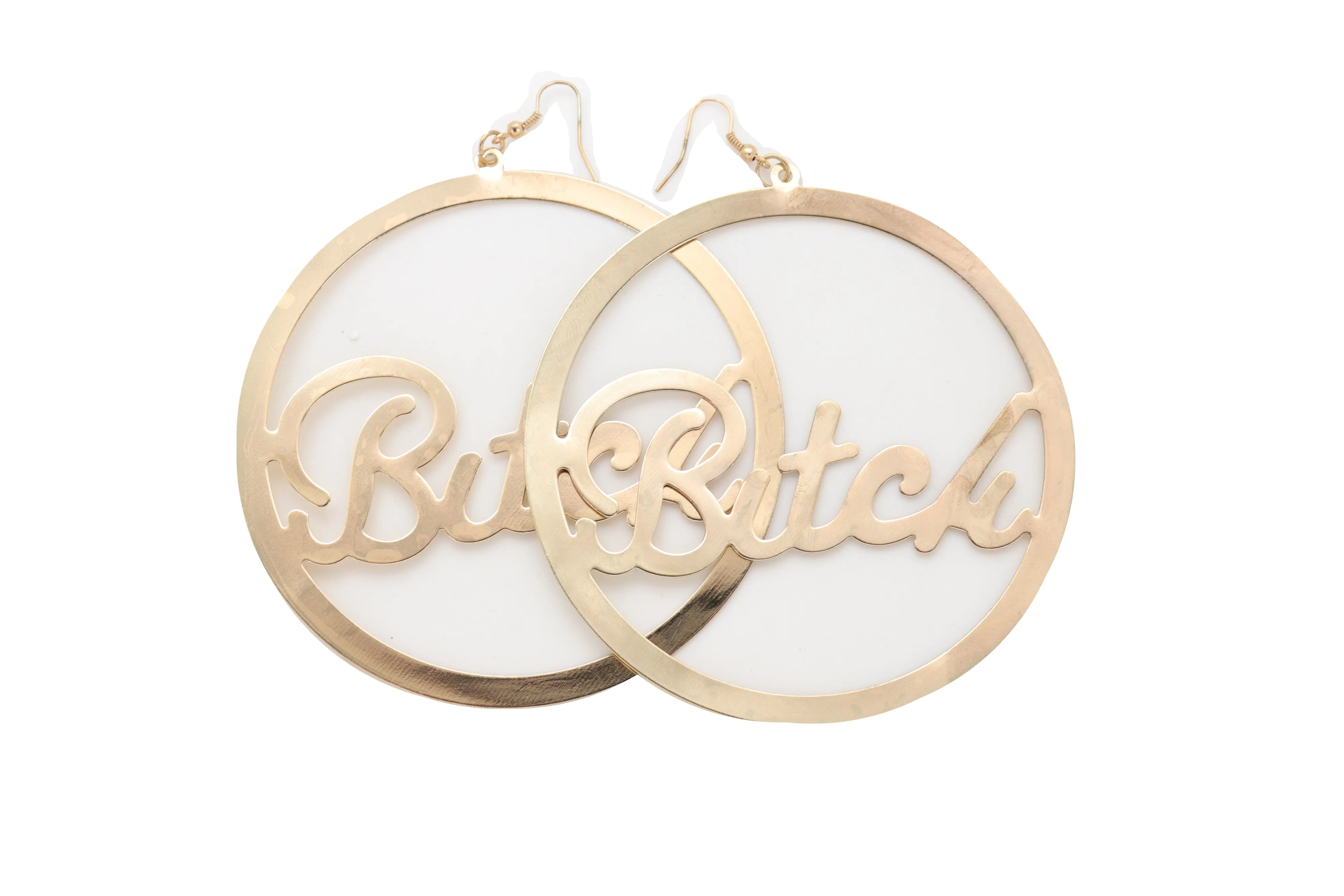 Earrings Set Celebrity Big Hoop Gold Metal BITCH Hip Hop