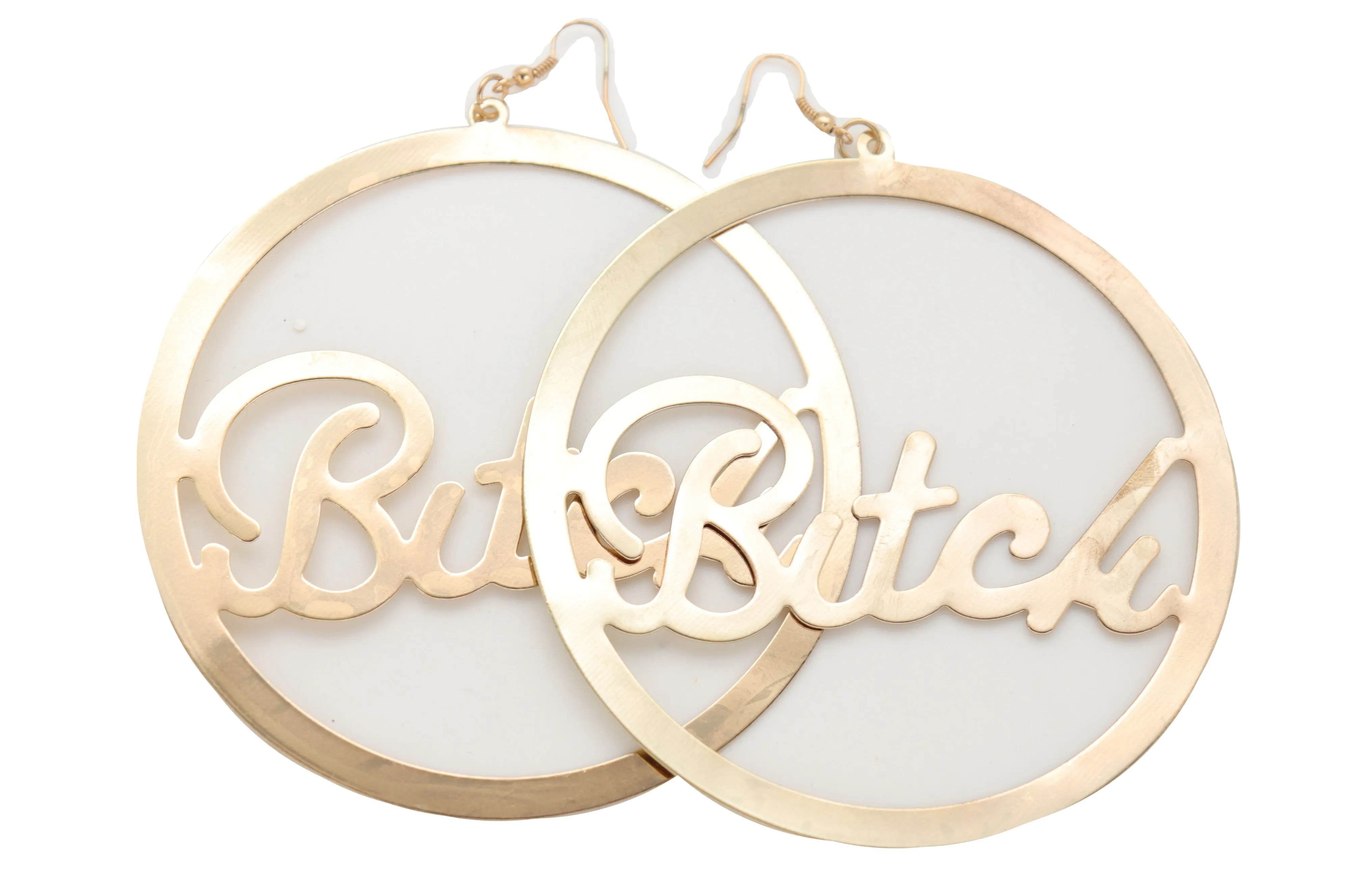 Earrings Set Celebrity Big Hoop Gold Metal BITCH Hip Hop