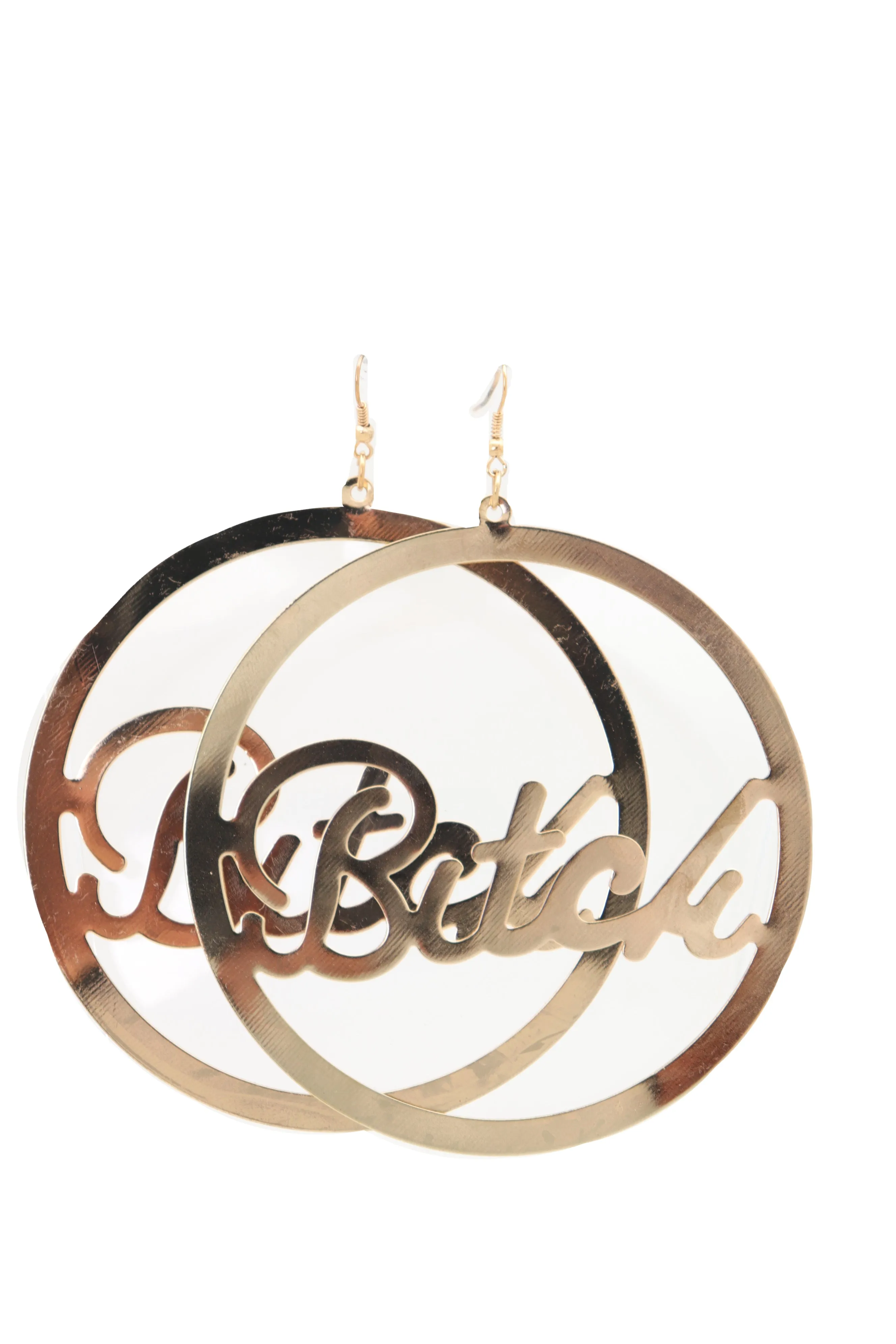 Earrings Set Celebrity Big Hoop Gold Metal BITCH Hip Hop