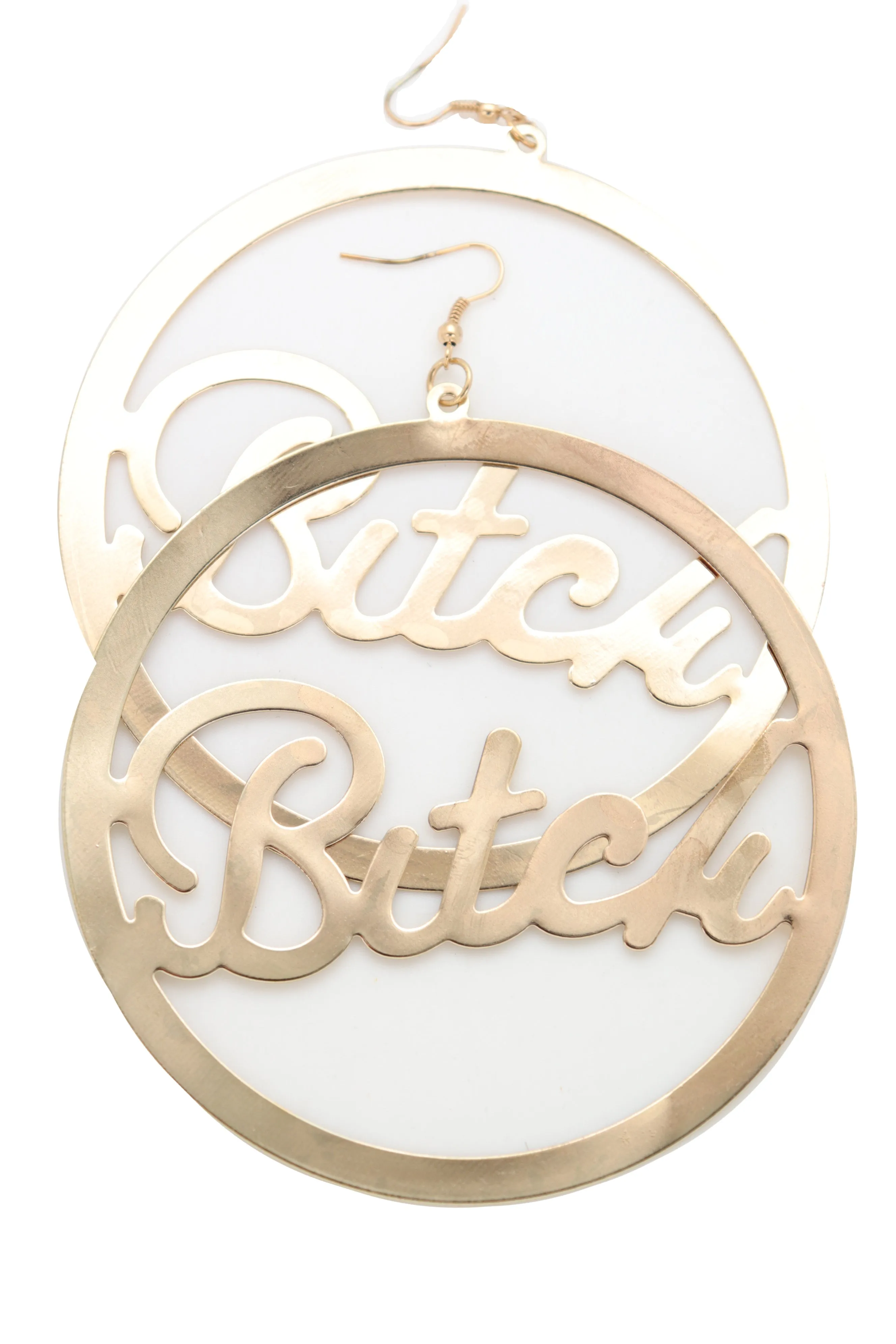 Earrings Set Celebrity Big Hoop Gold Metal BITCH Hip Hop