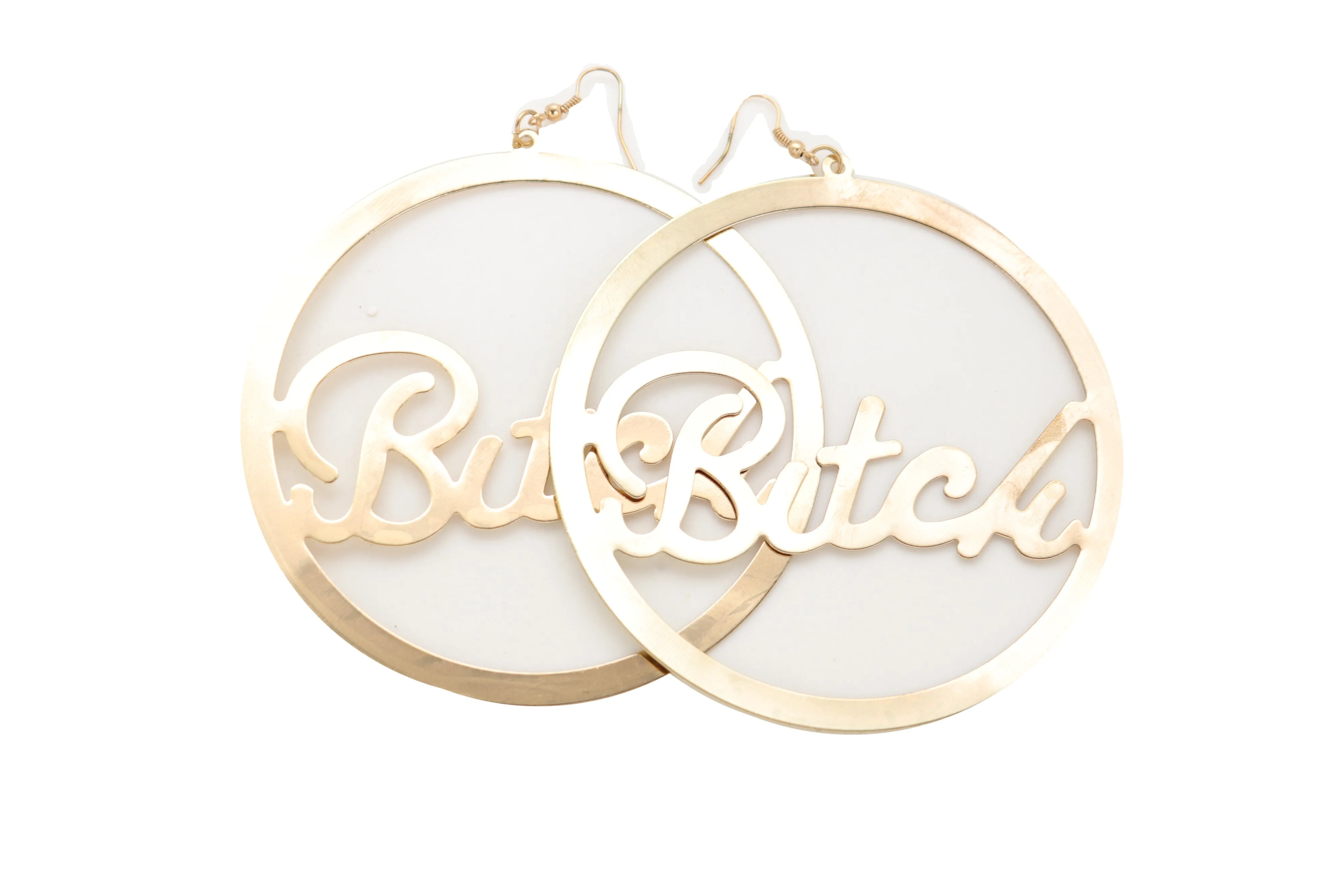 Earrings Set Celebrity Big Hoop Gold Metal BITCH Hip Hop