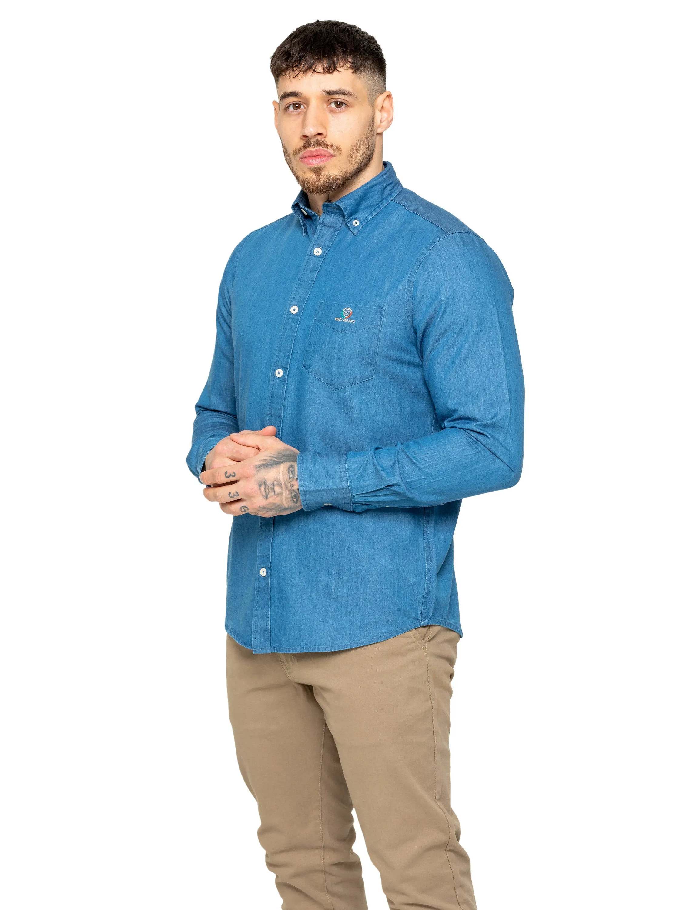 Enzo | Mens Regular Fit Denim Shirt